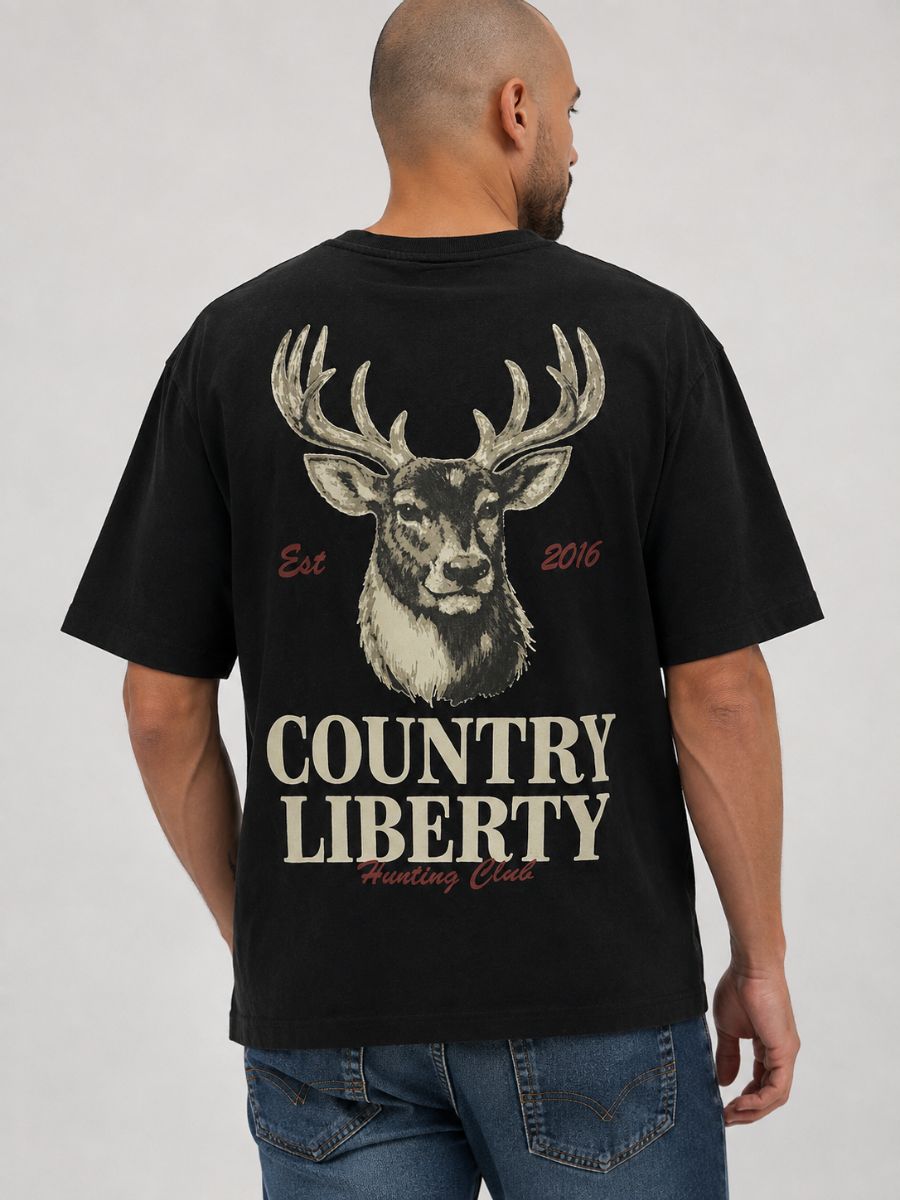 Country Liberty Deer Head Hunting Club Tee