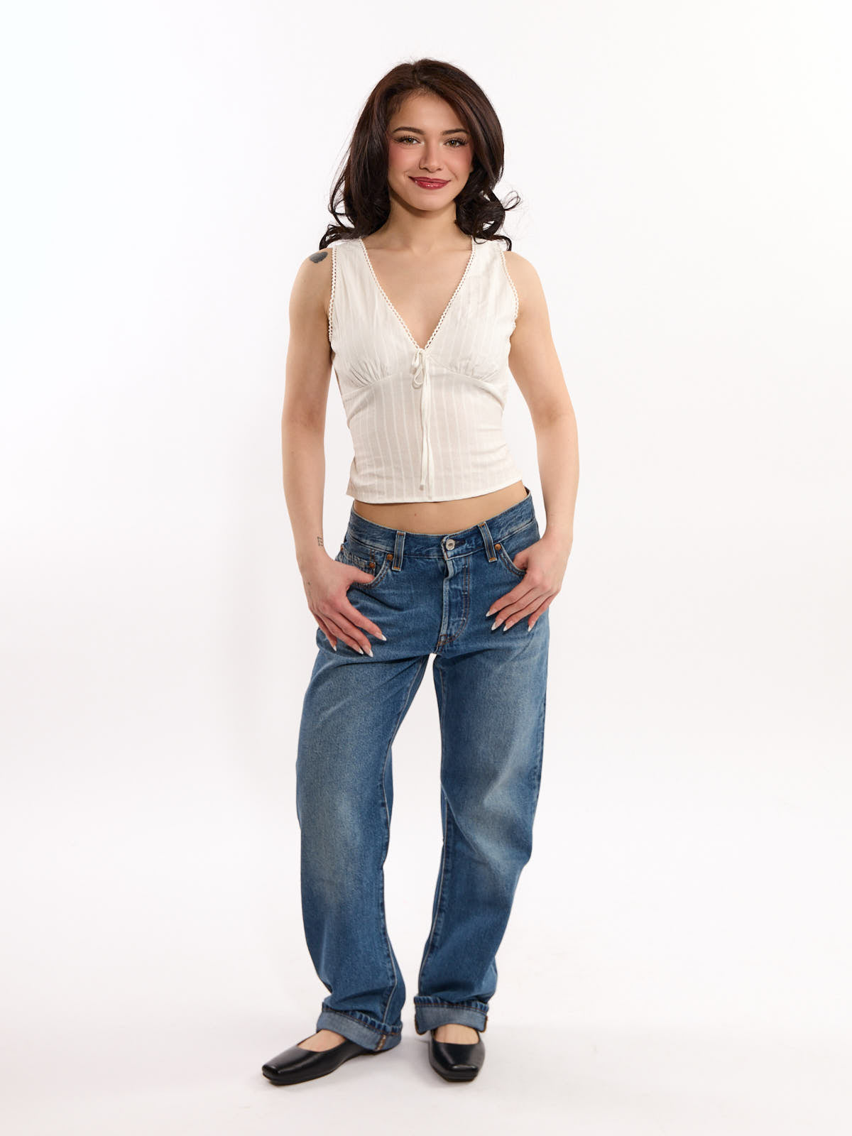 Millie Cotton Tie V-Neck Top