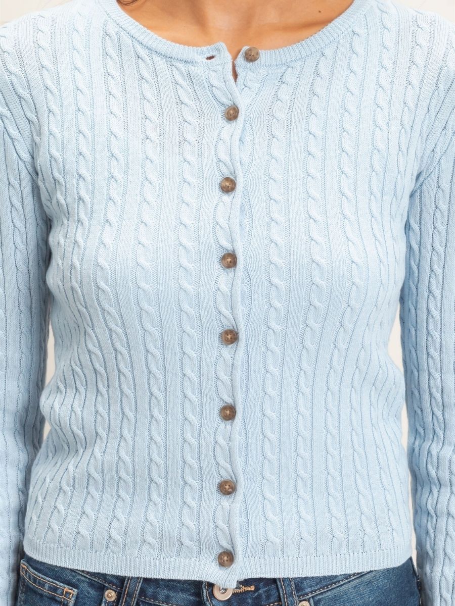 Shelley Cable Button Knit Top