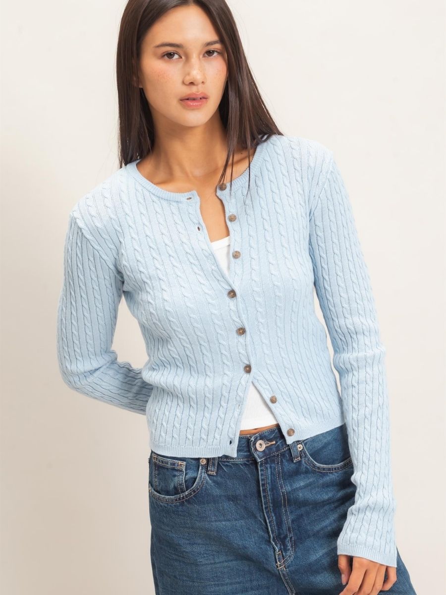 Shelley Cable Button Knit Top