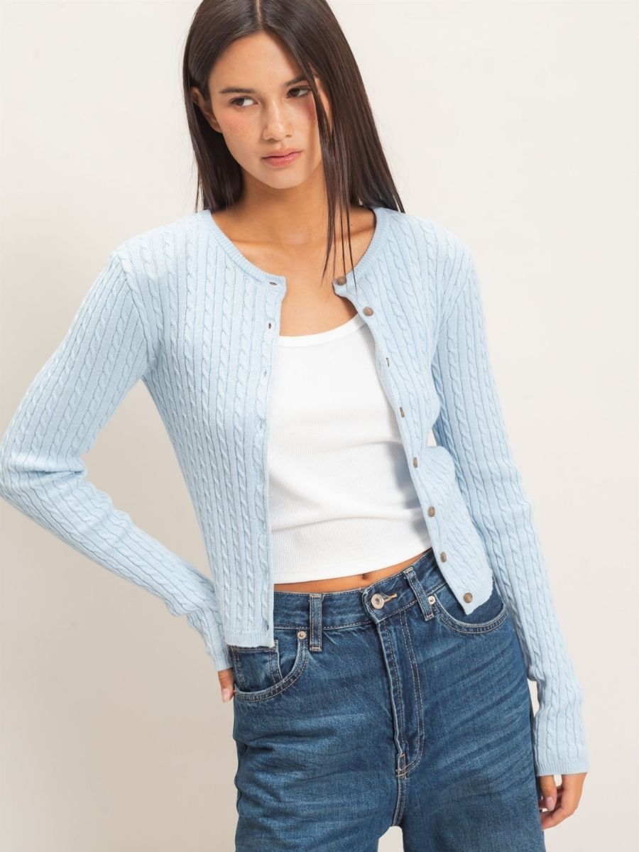 Shelley Cable Button Knit Top