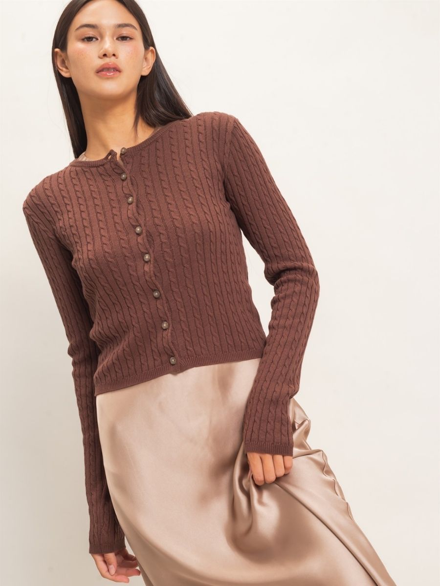 Shelley Cable Button Knit Top