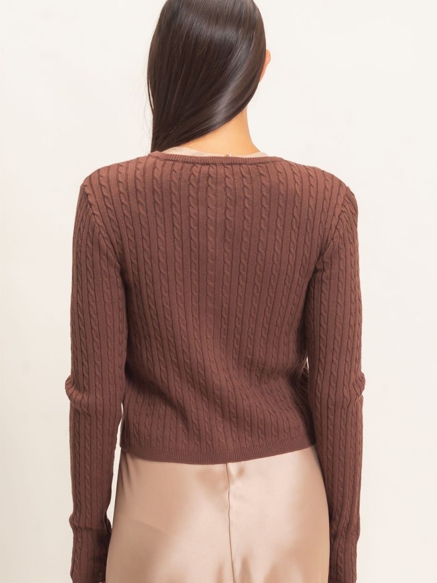 Shelley Cable Button Knit Top