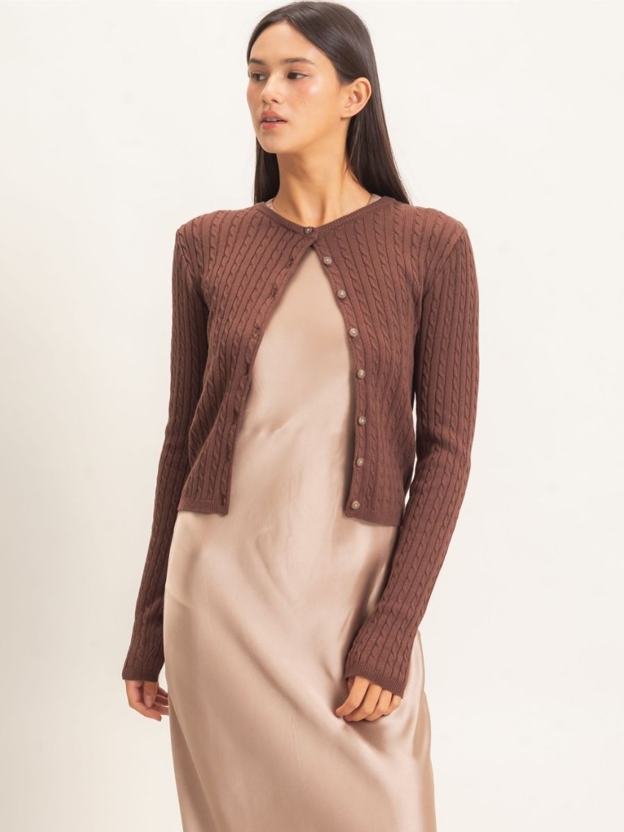 Shelley Cable Button Knit Top