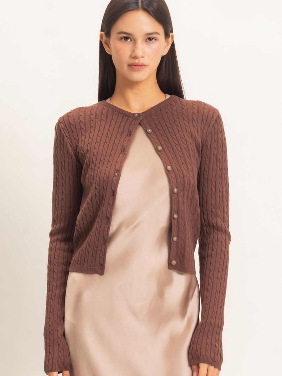 Shelley Cable Button Knit Top
