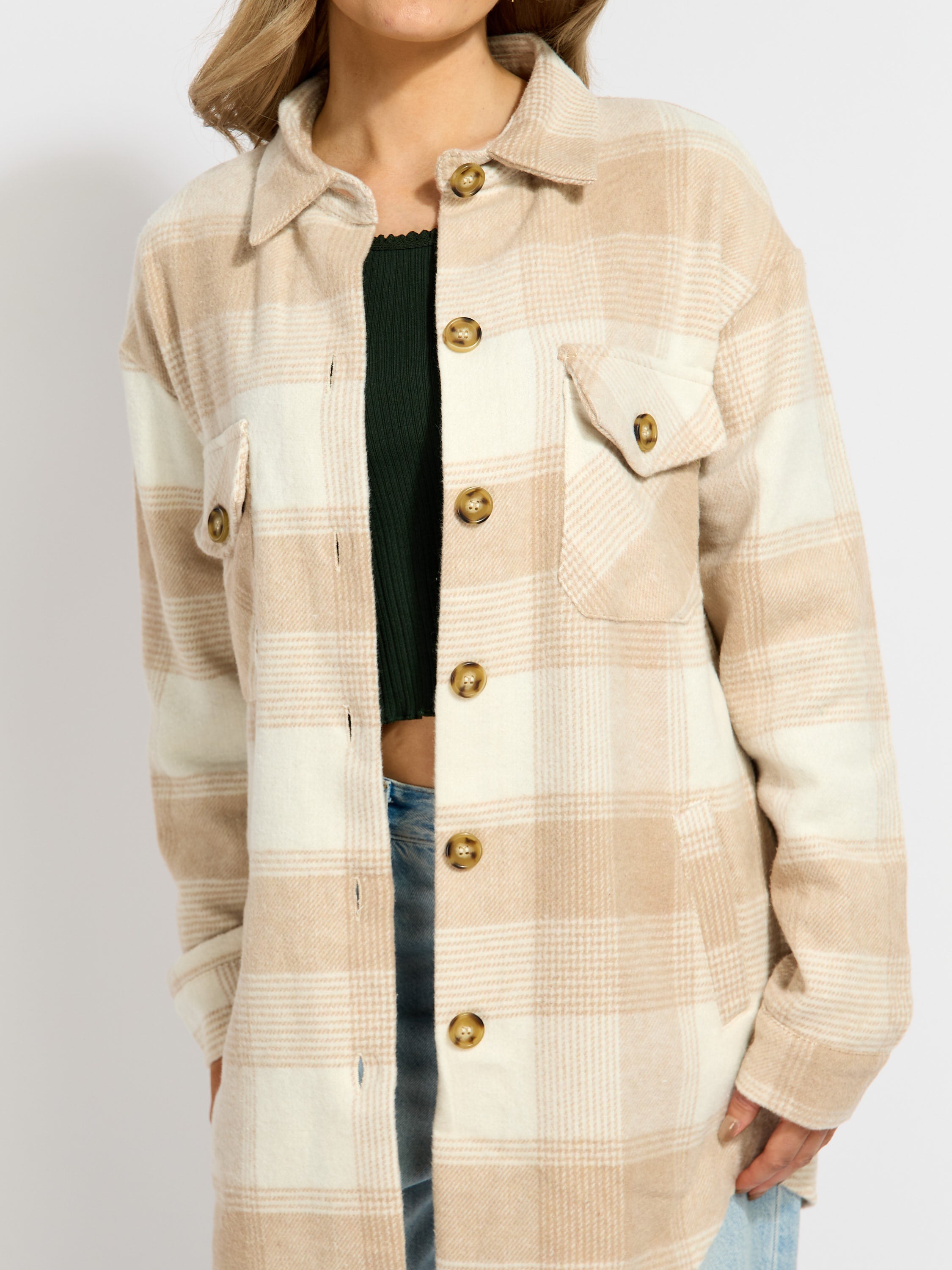Flannel Plaid Oversized Shacket