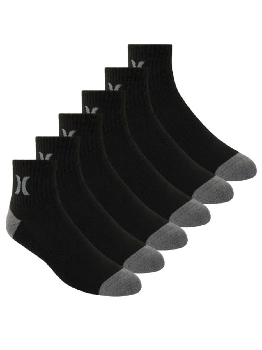 Hurley Men's 1/2 Terry Quarter 6-Pack Socks