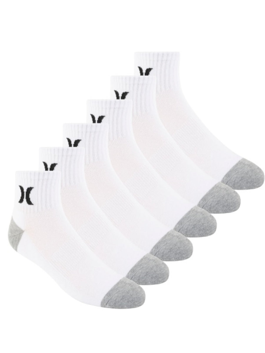 Hurley Men's 1/2 Terry Quarter 6-Pack Socks