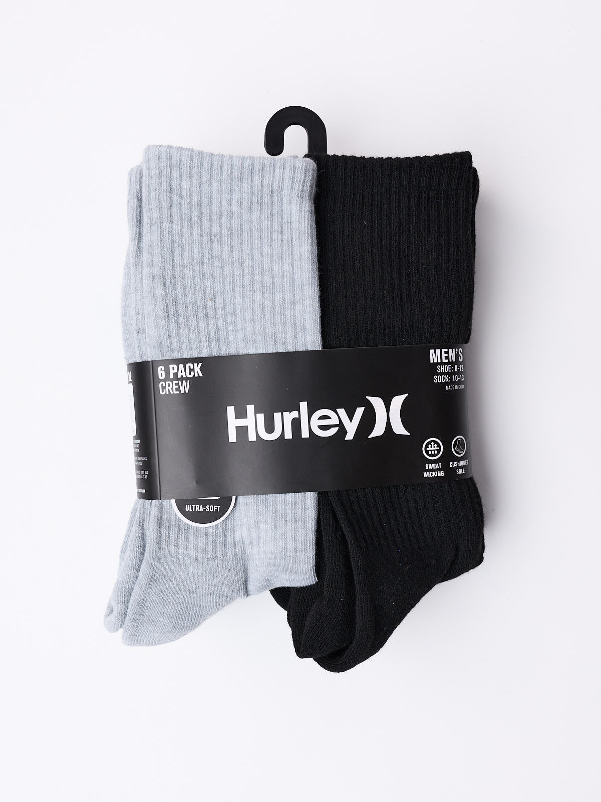 Hurley 6-Pack Men’s ½ Terry Crew Socks