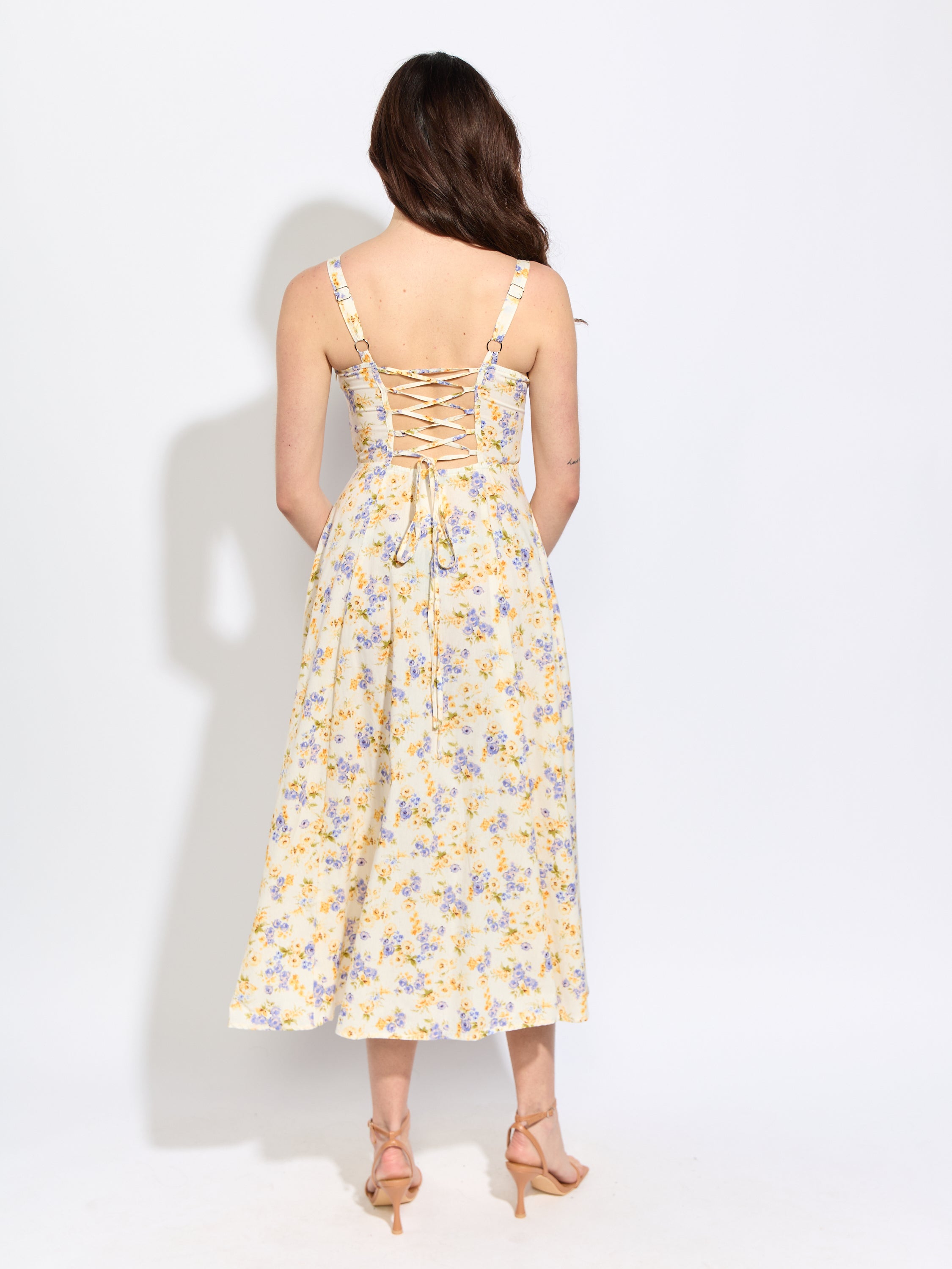 Bethany Floral Tie Front Midi Dress