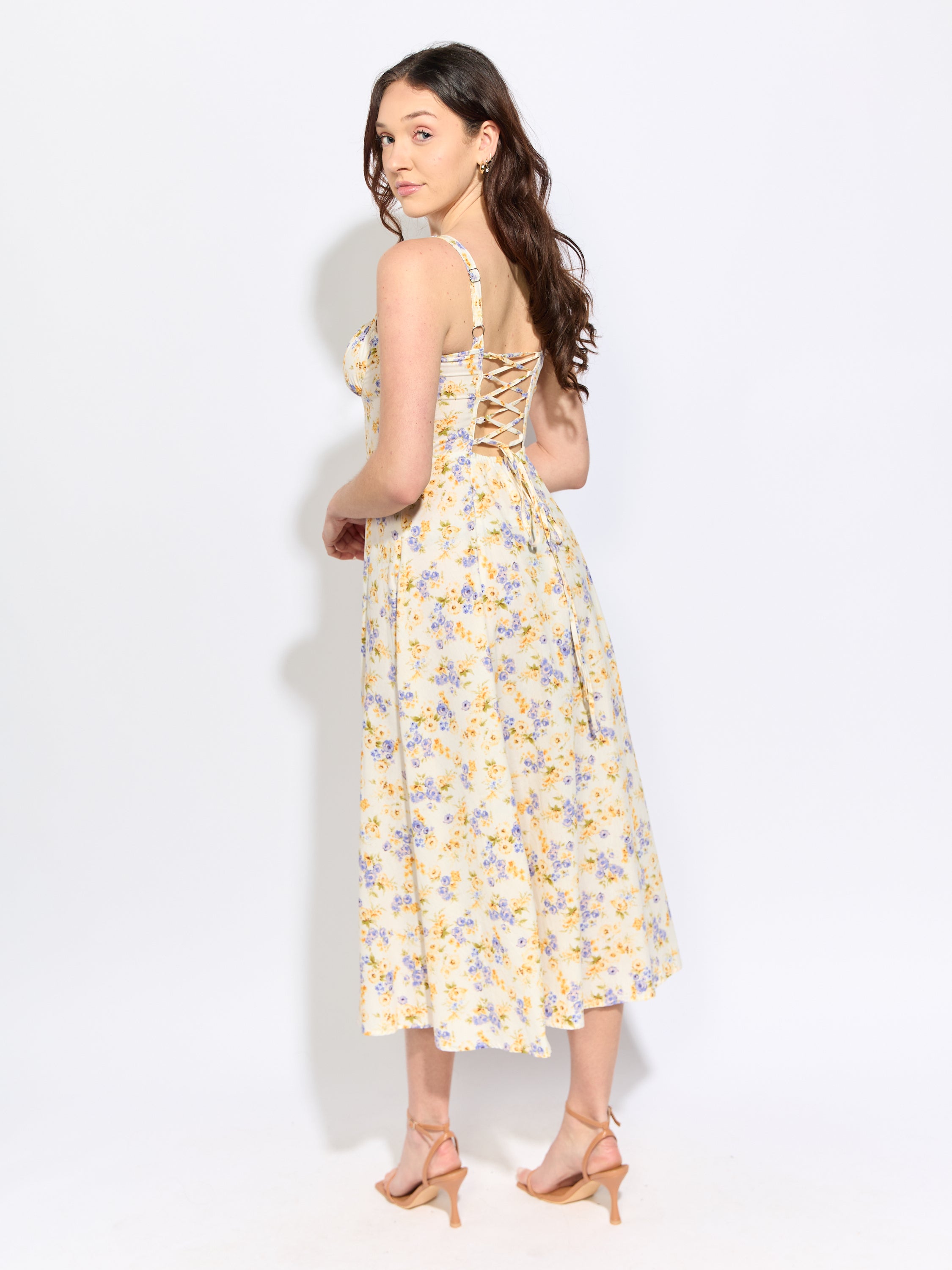 Bethany Floral Tie Front Midi Dress