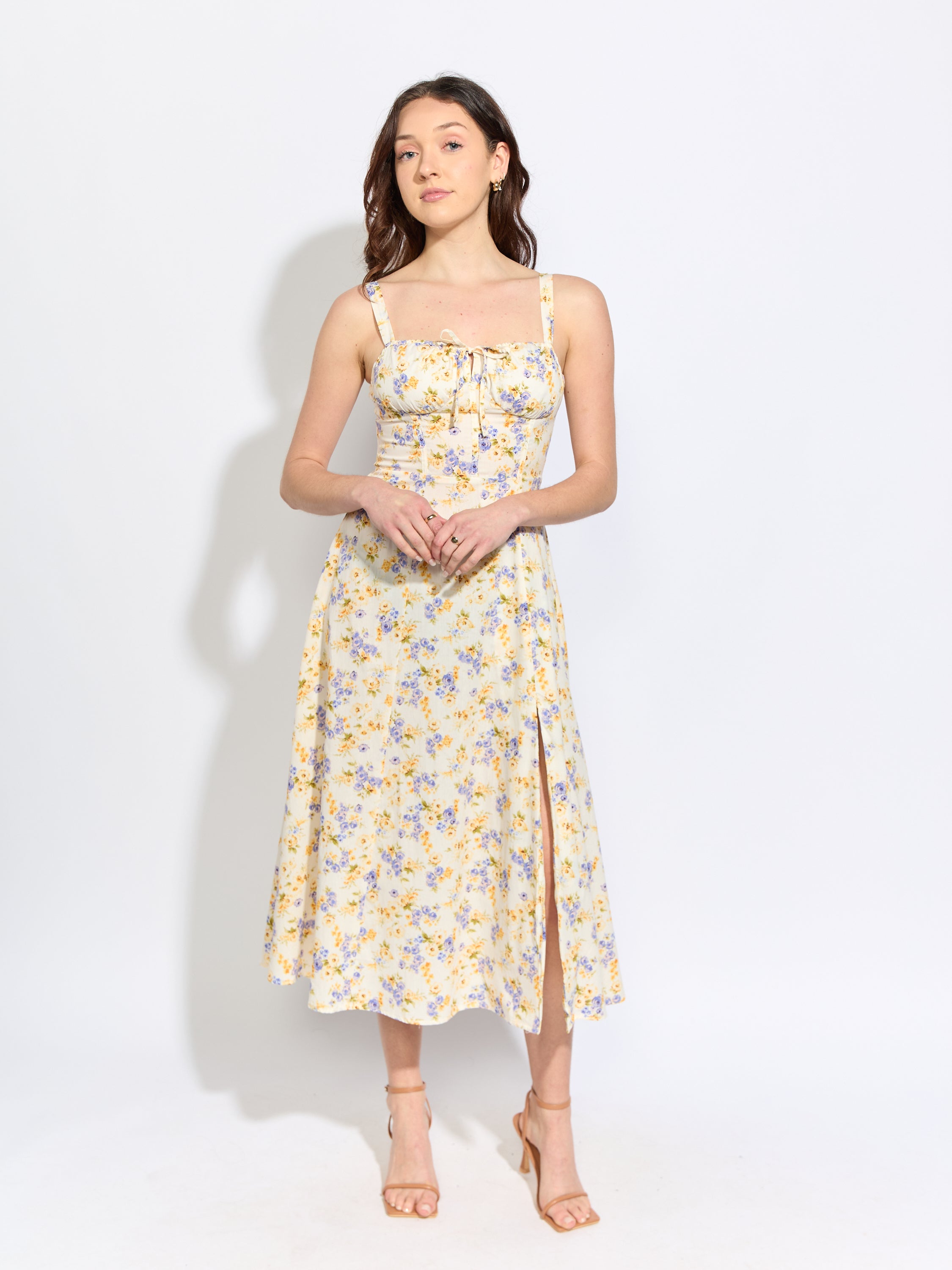 Bethany Floral Tie Front Midi Dress
