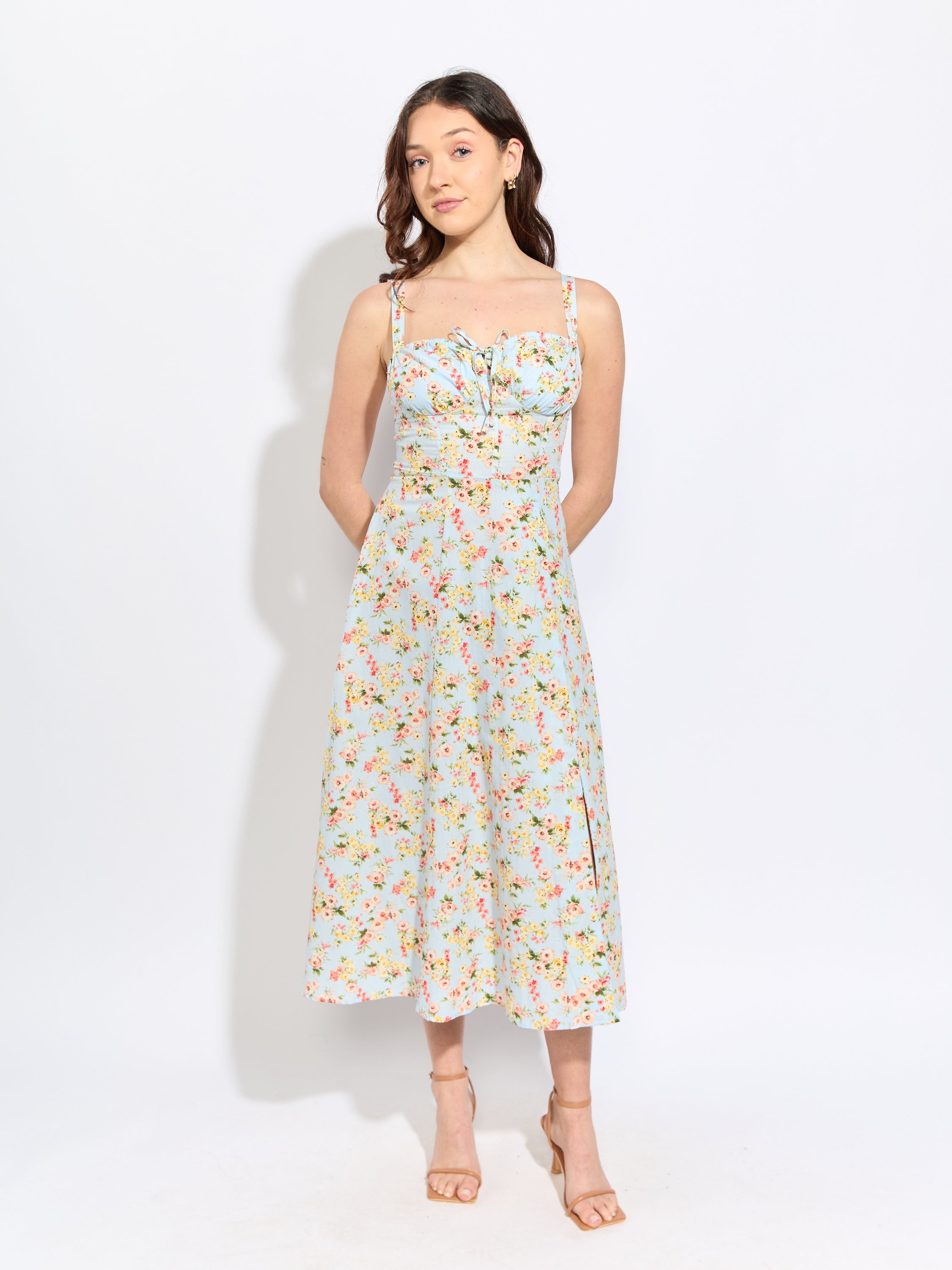 Bethany Floral Tie Front Midi Dress