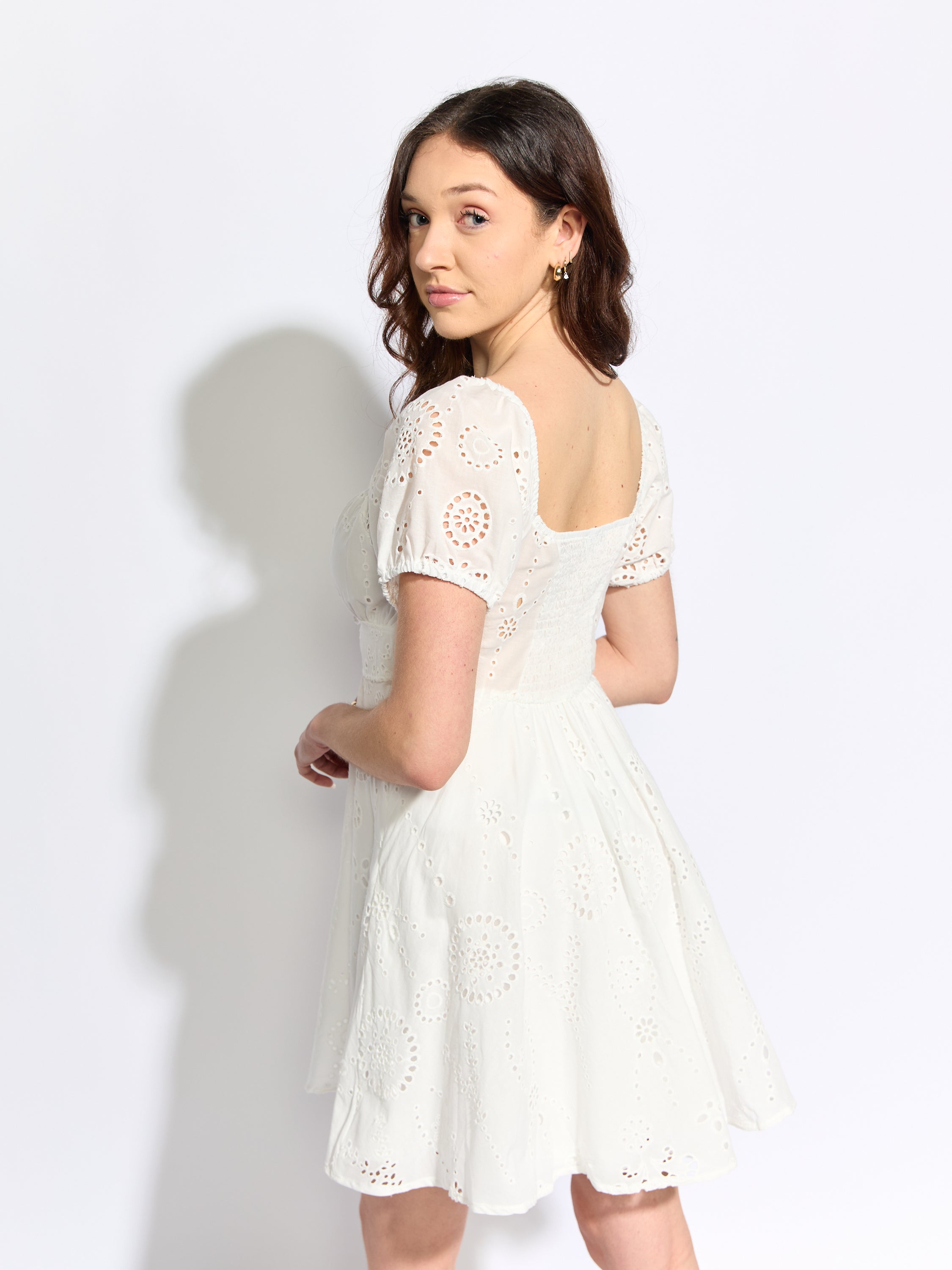 Clara Eyelet Front Tie Dress