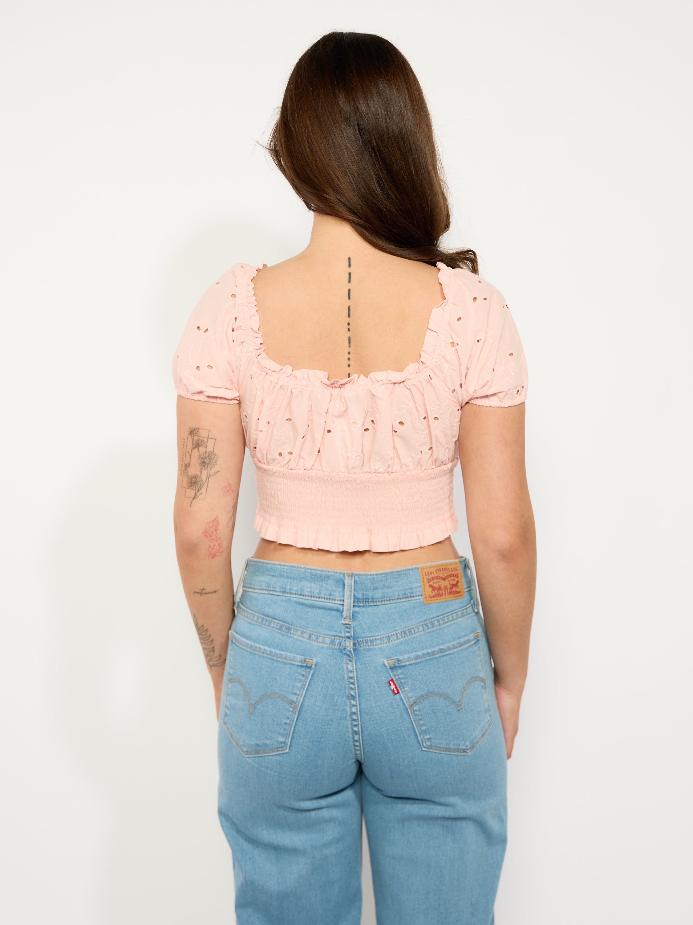 Eyelet Puff Short Sleeve Top