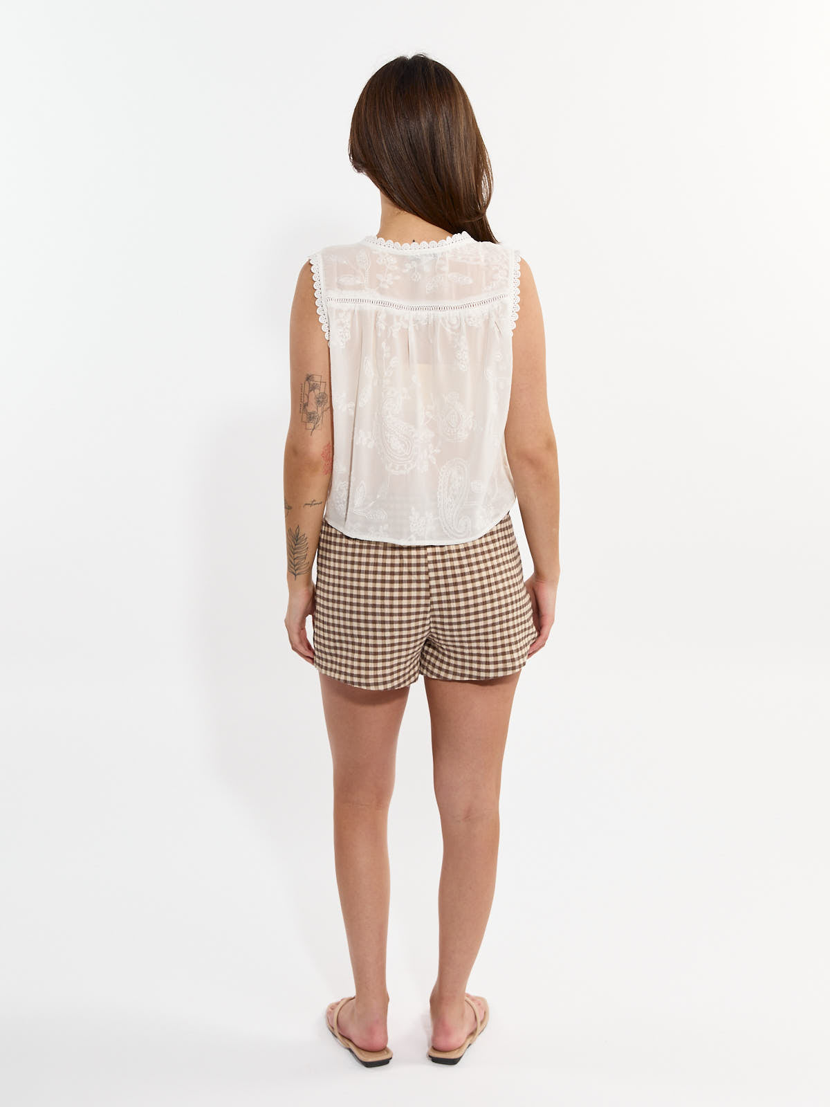 Jenna Embroidered Lace Trim Shirt