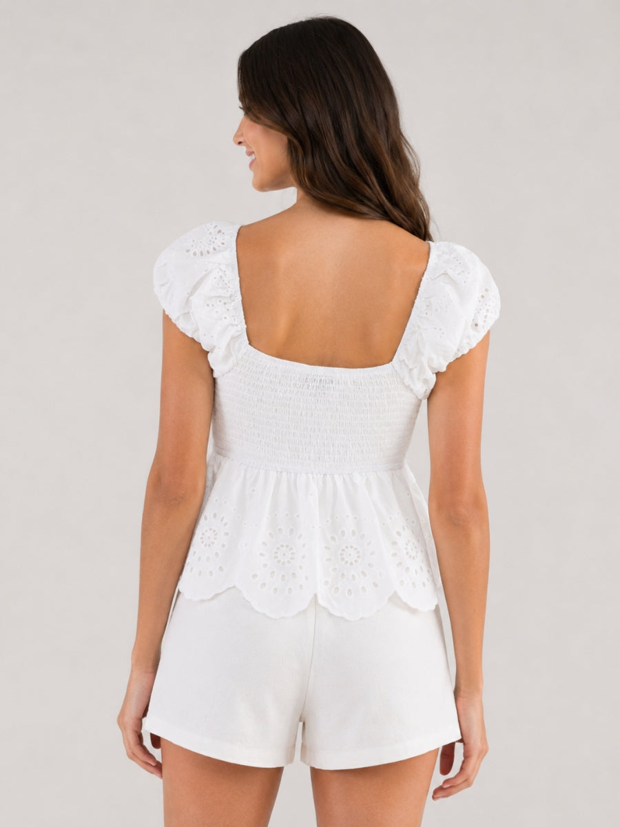 Astrid Ruffle Short Sleeve Top
