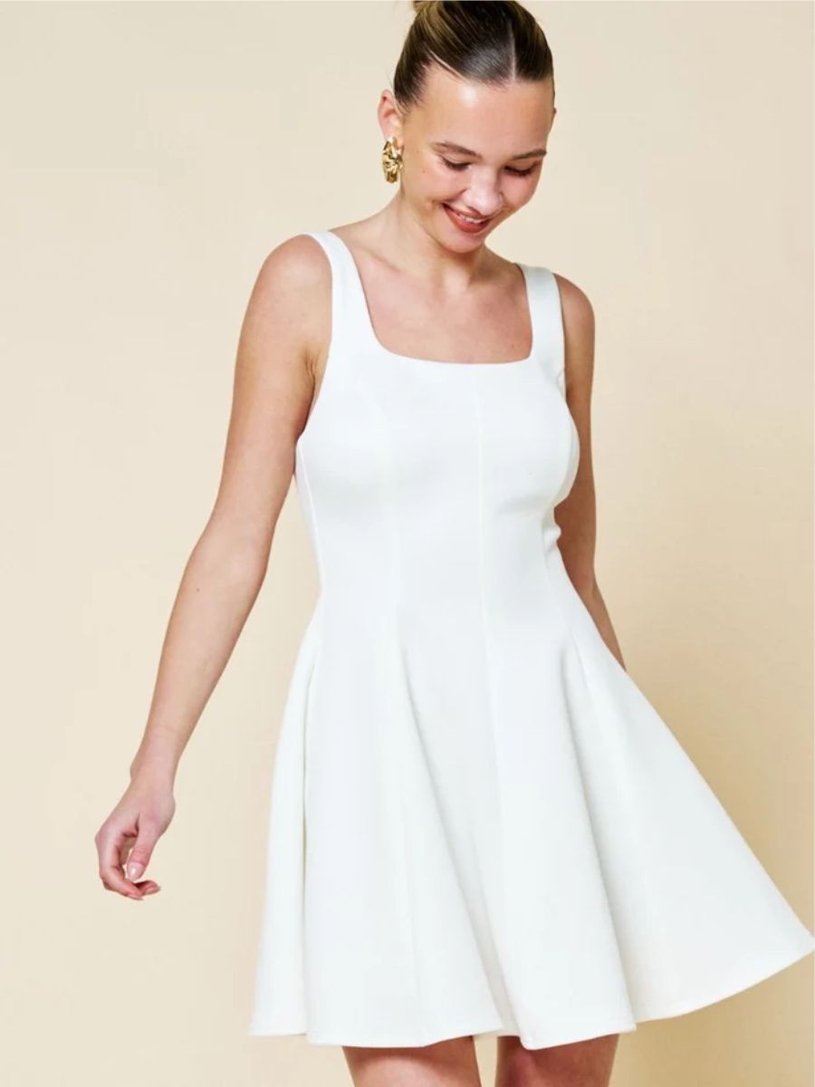 Lizzie Fit & Flare Square Neck Mini Dress