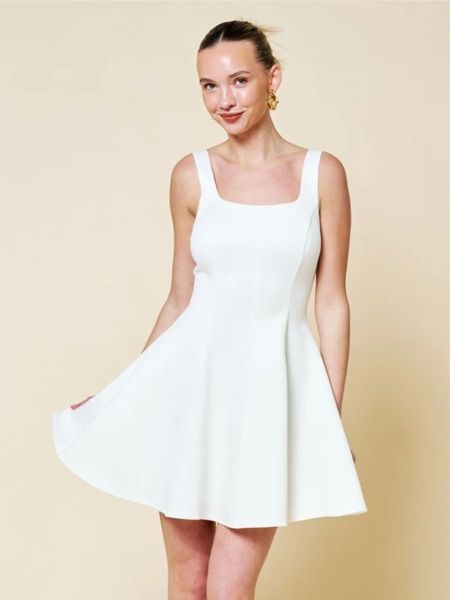 Lizzie Fit & Flare Square Neck Mini Dress