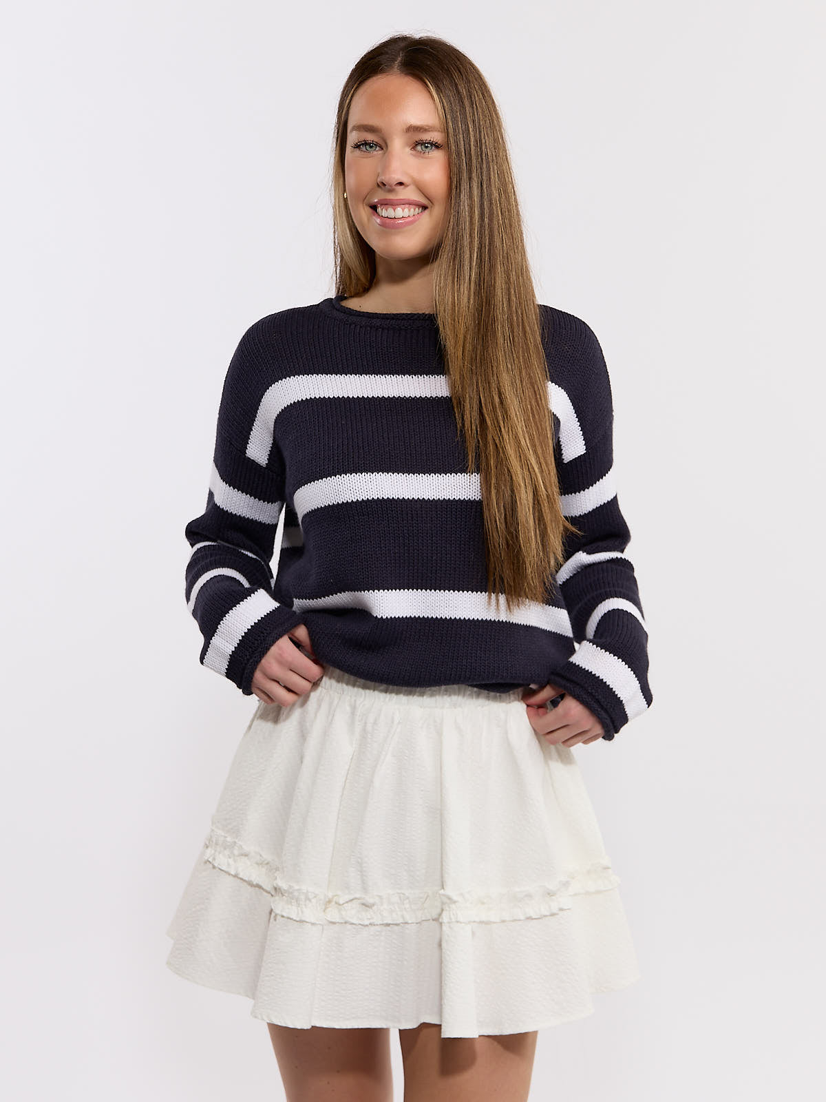 Seersucker Stripped Mini Skirt