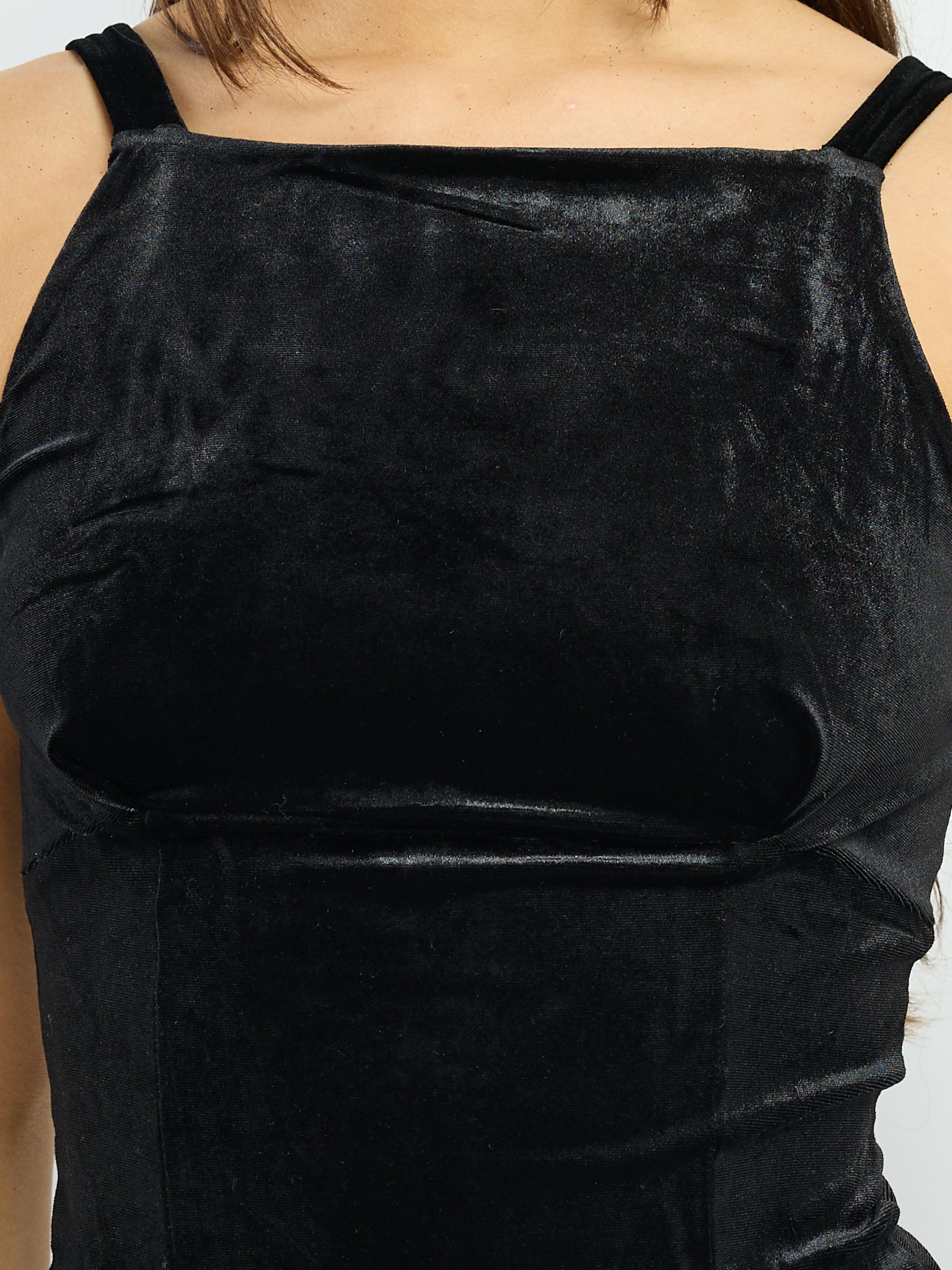 Velvet Sleeveless Bow Neck Top