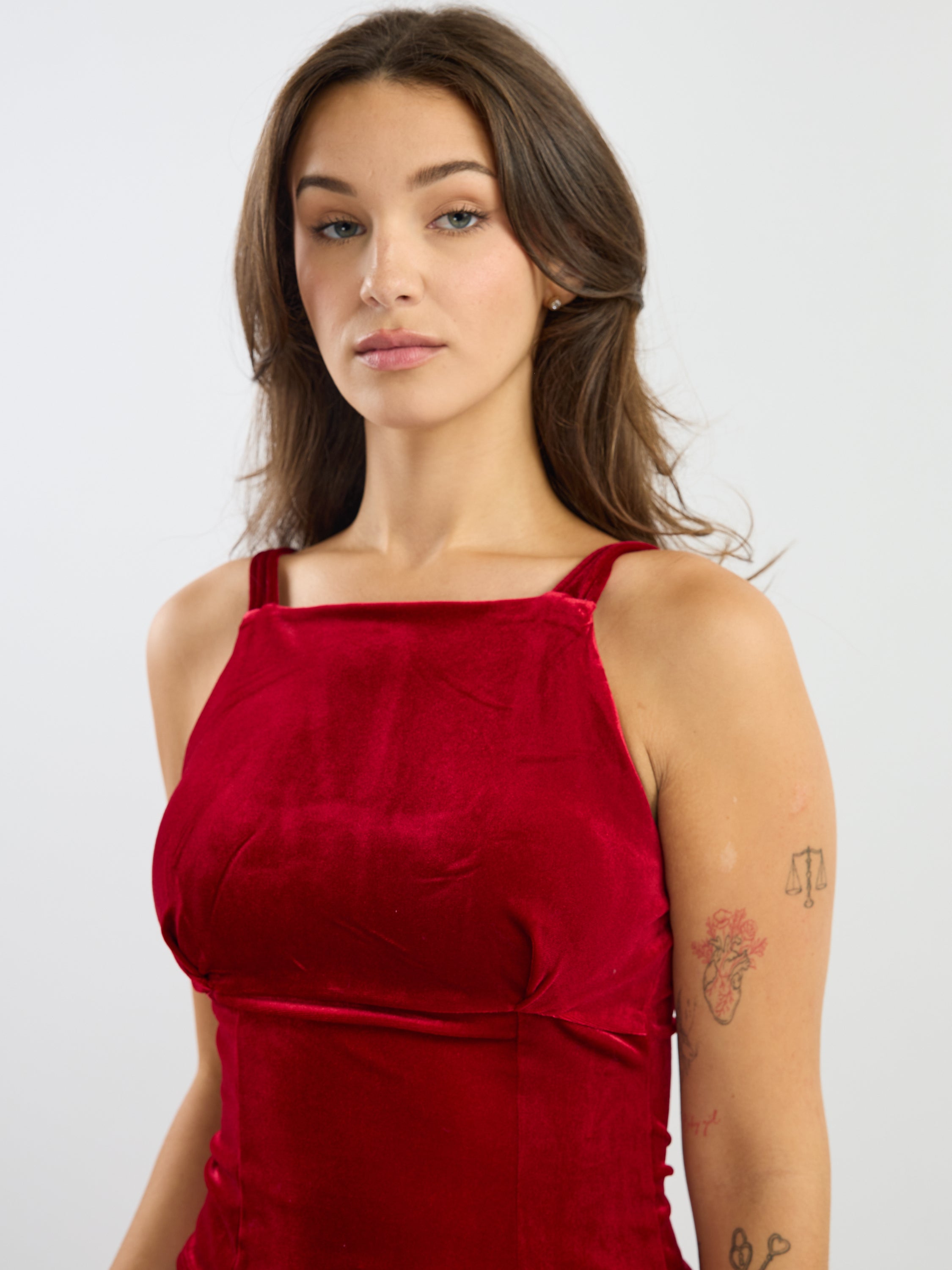 Velvet Sleeveless Bow Neck Top