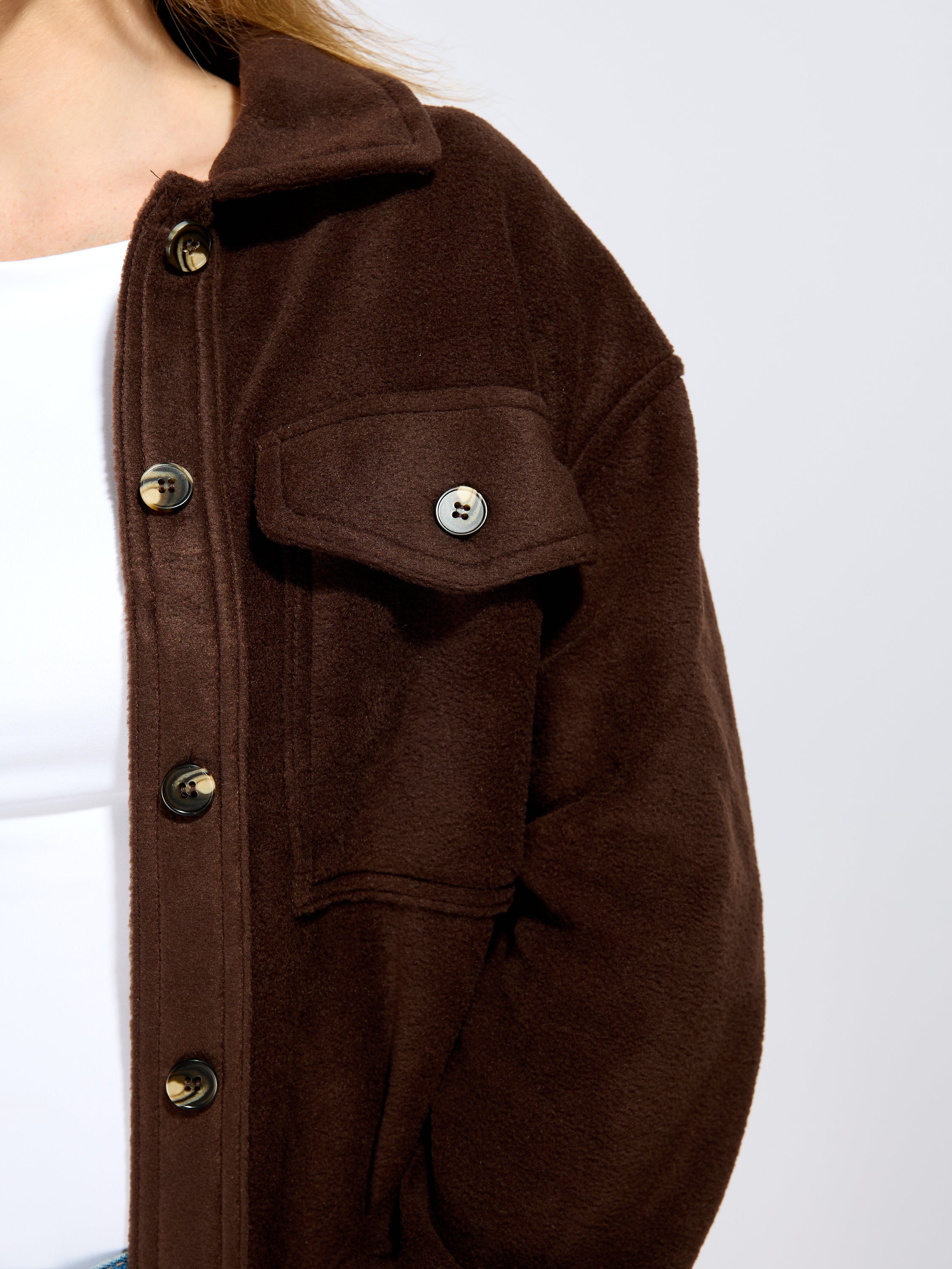 Fleece Long Sleeve Solid Shacket