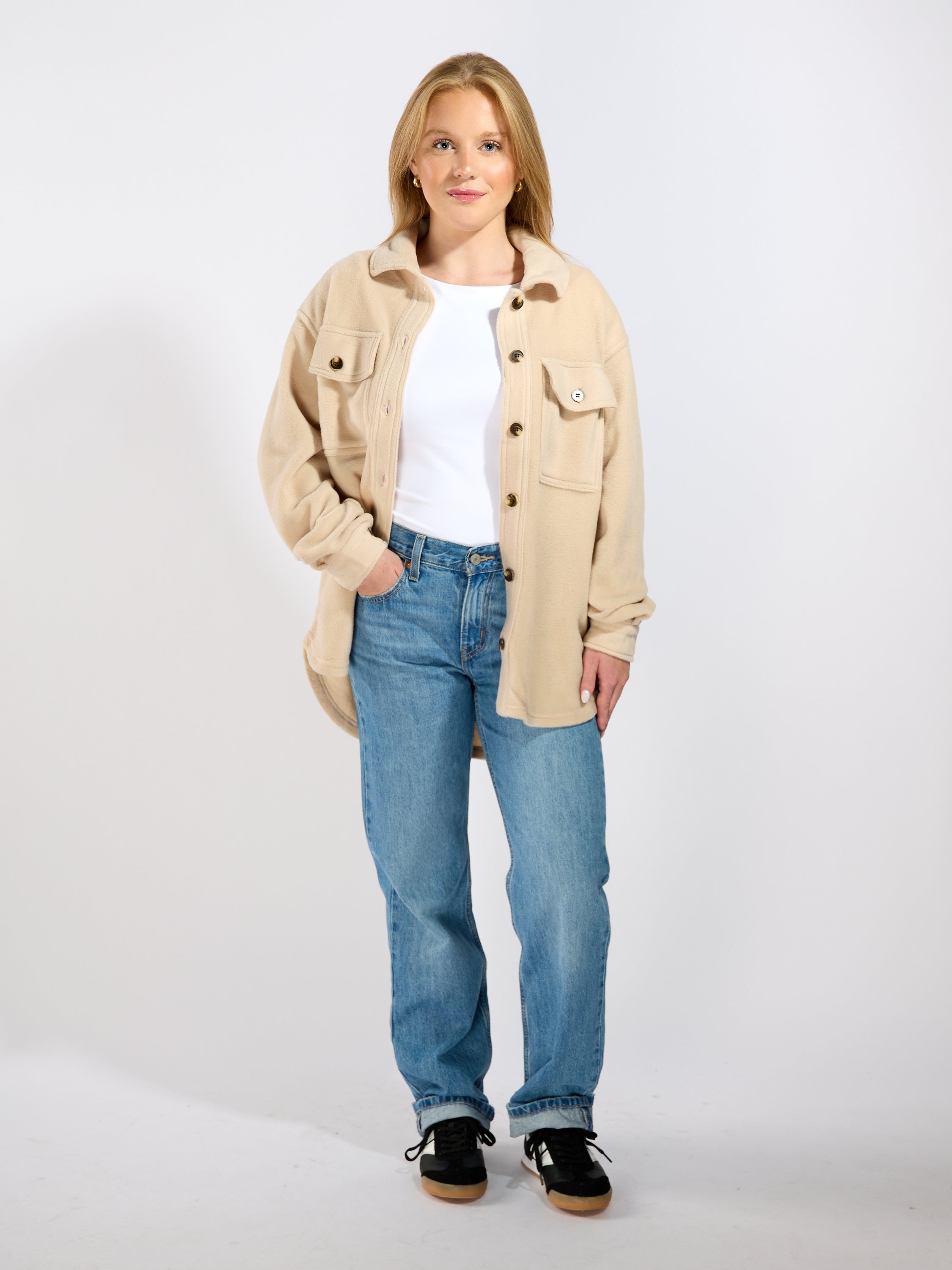 Fleece Long Sleeve Solid Shacket