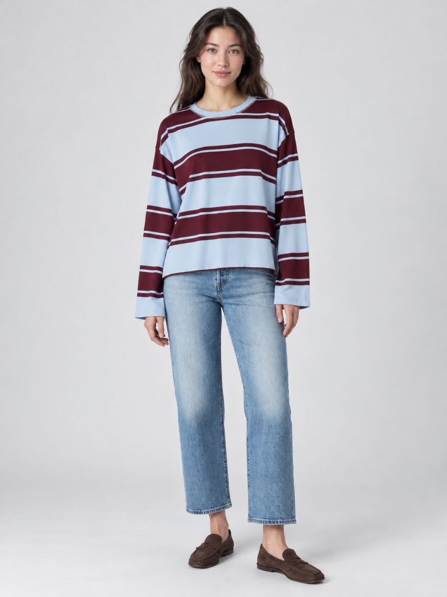 Lenny Stripe Long Sleeve Crewneck Top