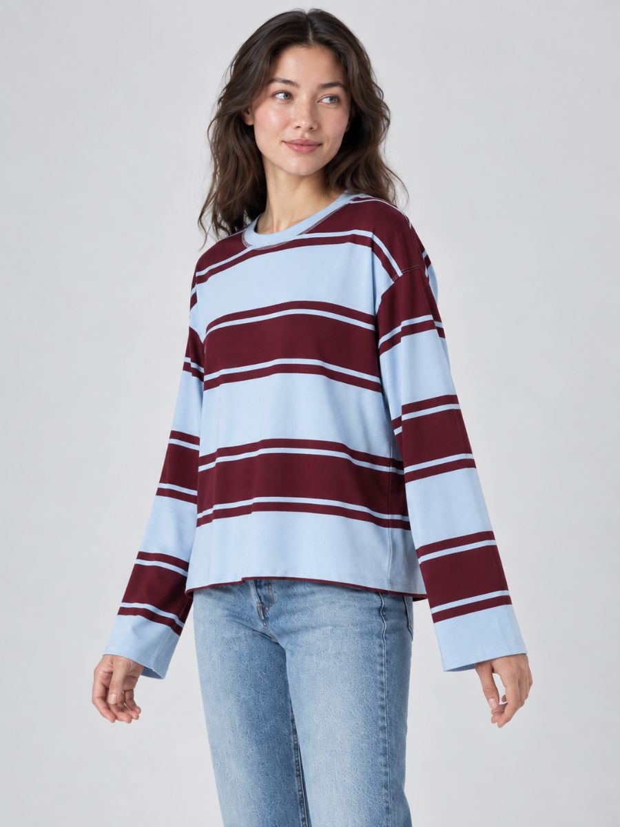 Lenny Stripe Long Sleeve Crewneck Top