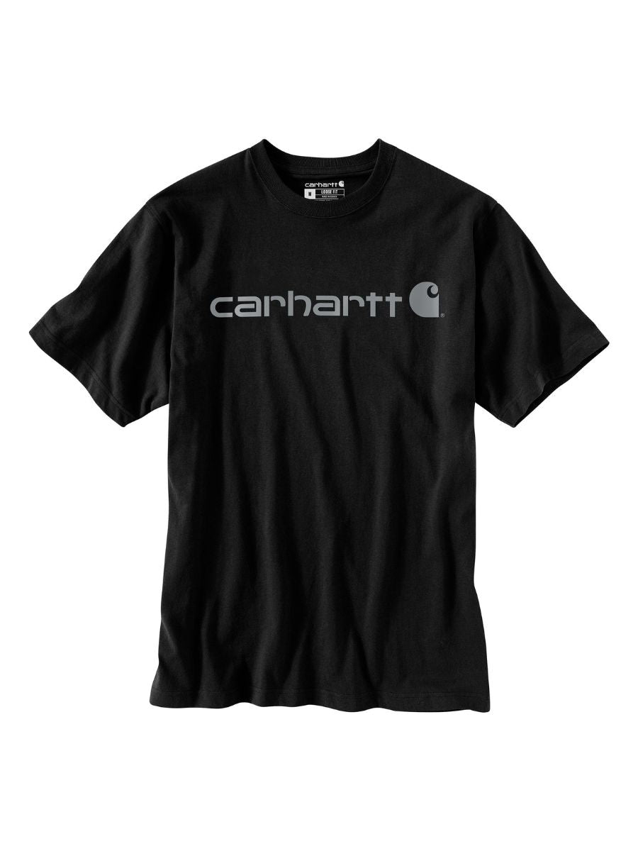 Carhartt Loose Fit Heavyweight Logo Tee in black with front logo
