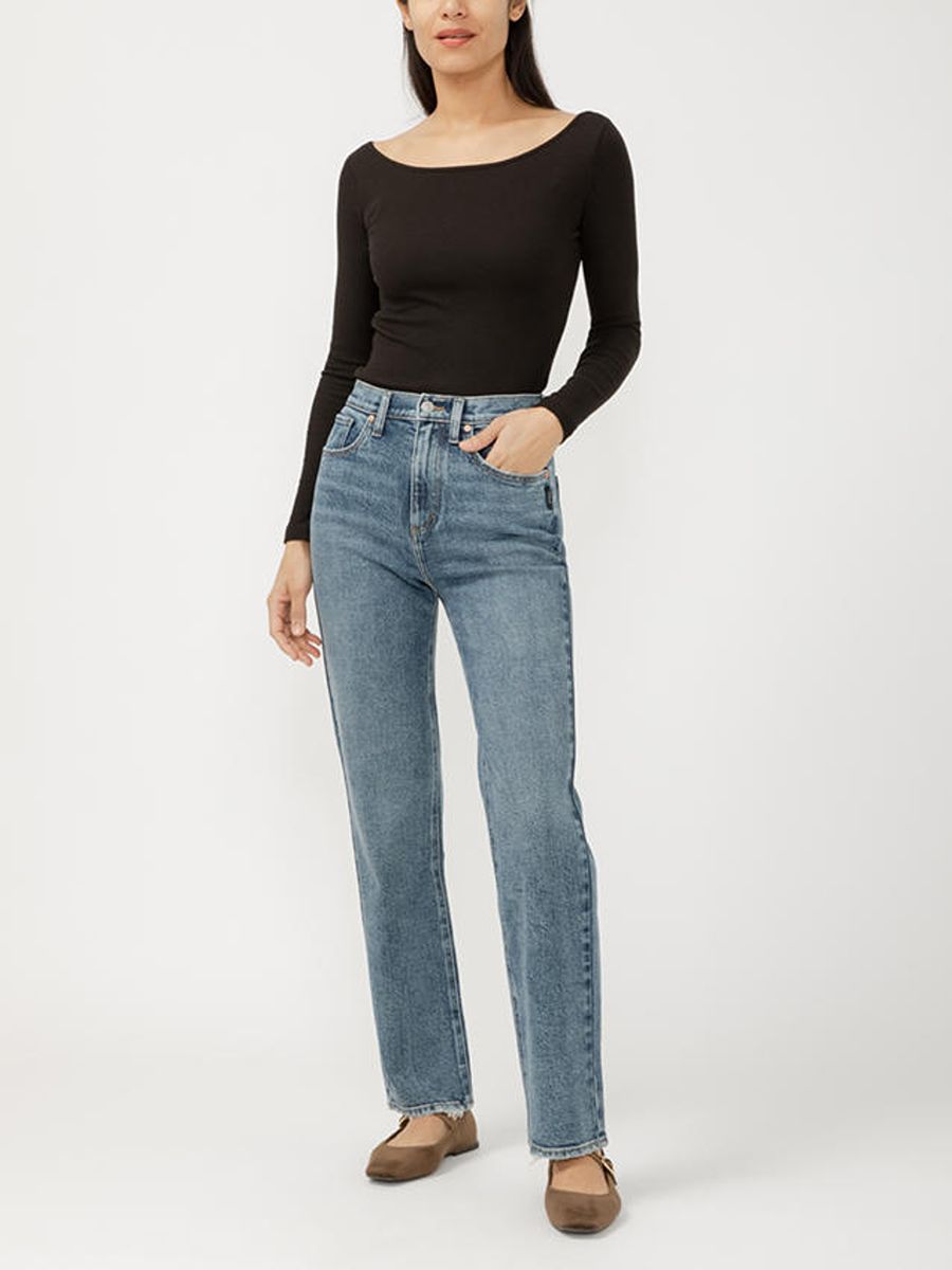 Silver Highly Desirable High Rise Straight Leg Jean