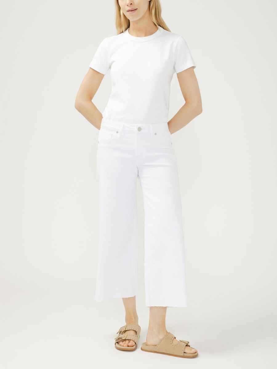 Silver Suki Wide Leg Cropped White Jeans