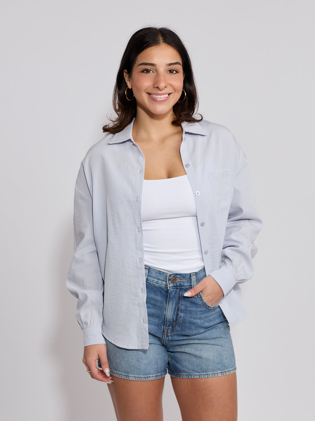 Lauren Button-Down Long Sleeve Blouse