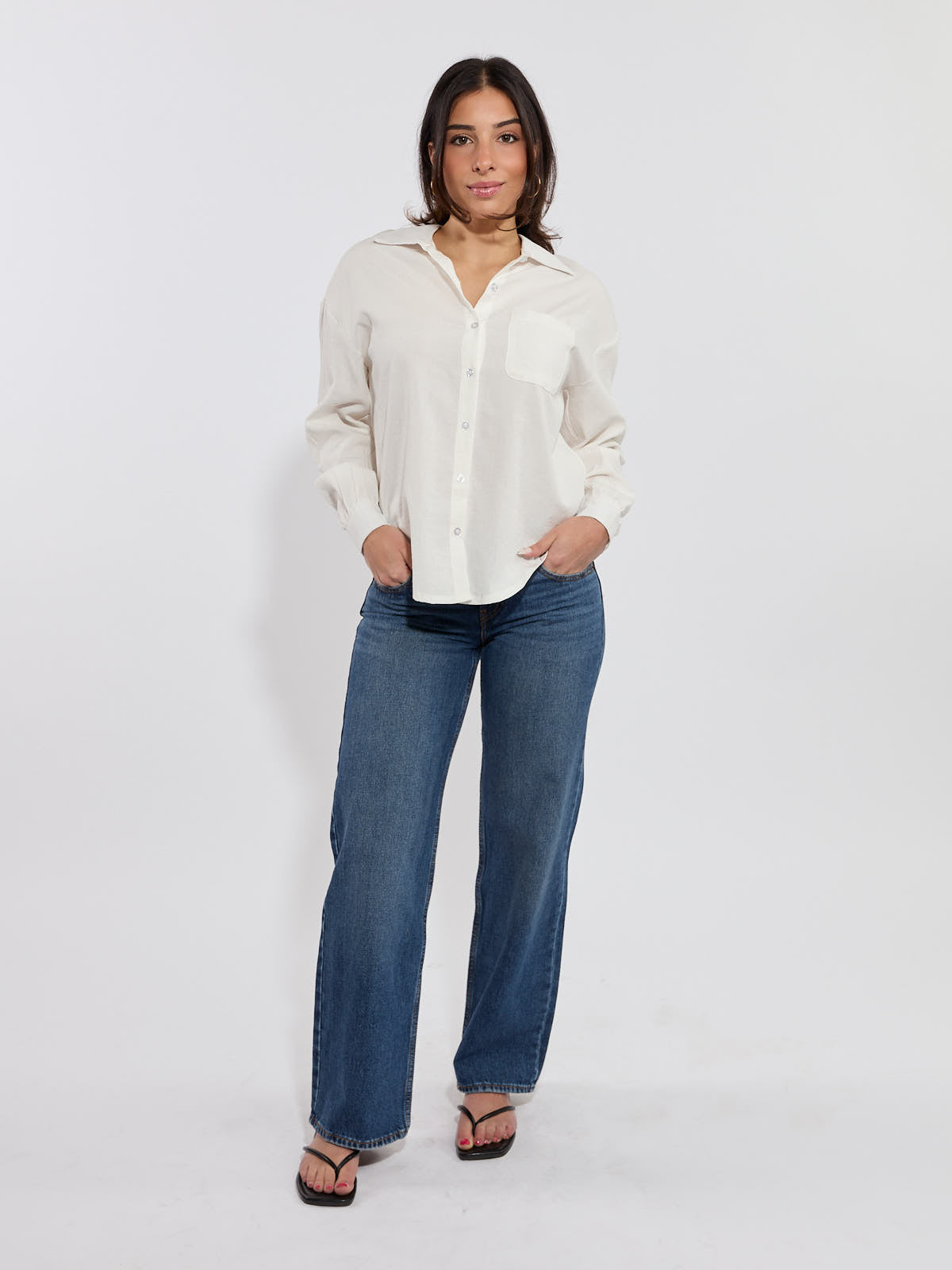 Lauren Button-Down Long Sleeve Blouse