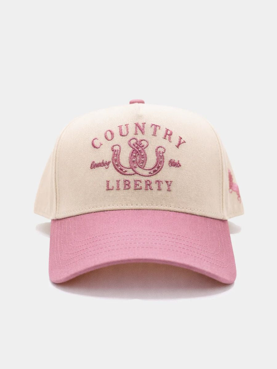 Country Liberty Lucky You Hat by Country Liberty in cream and pink