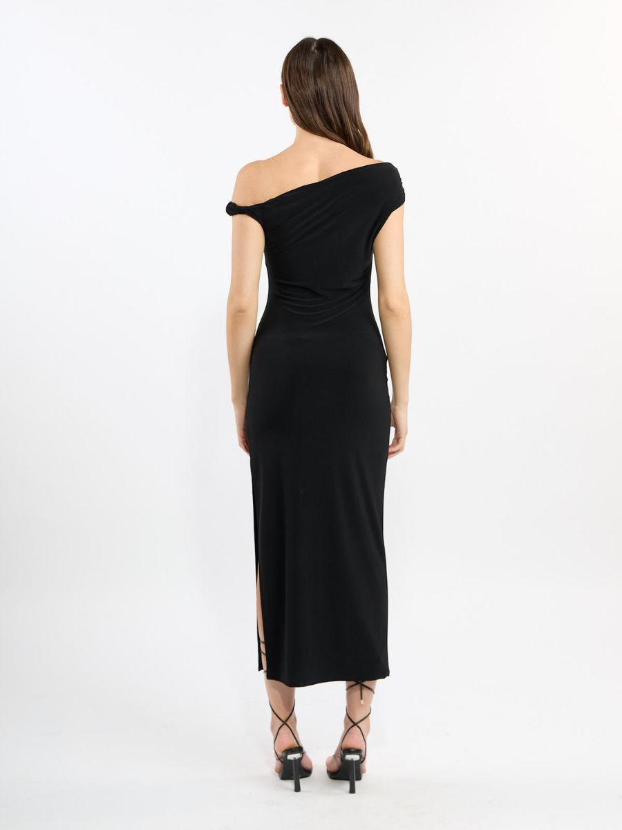 Veda Twist Shoulder Jersey Midi Dress