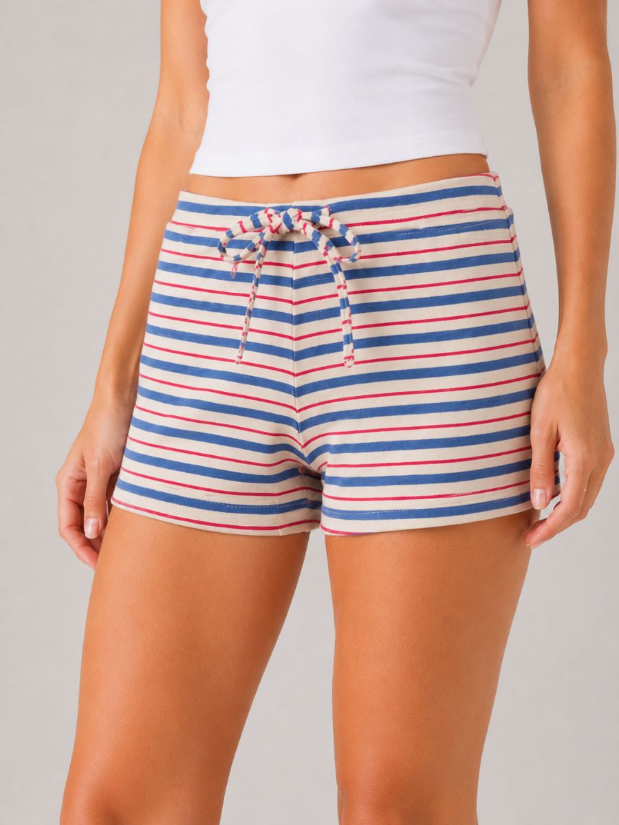 Miu Cotton Stripe Shorts