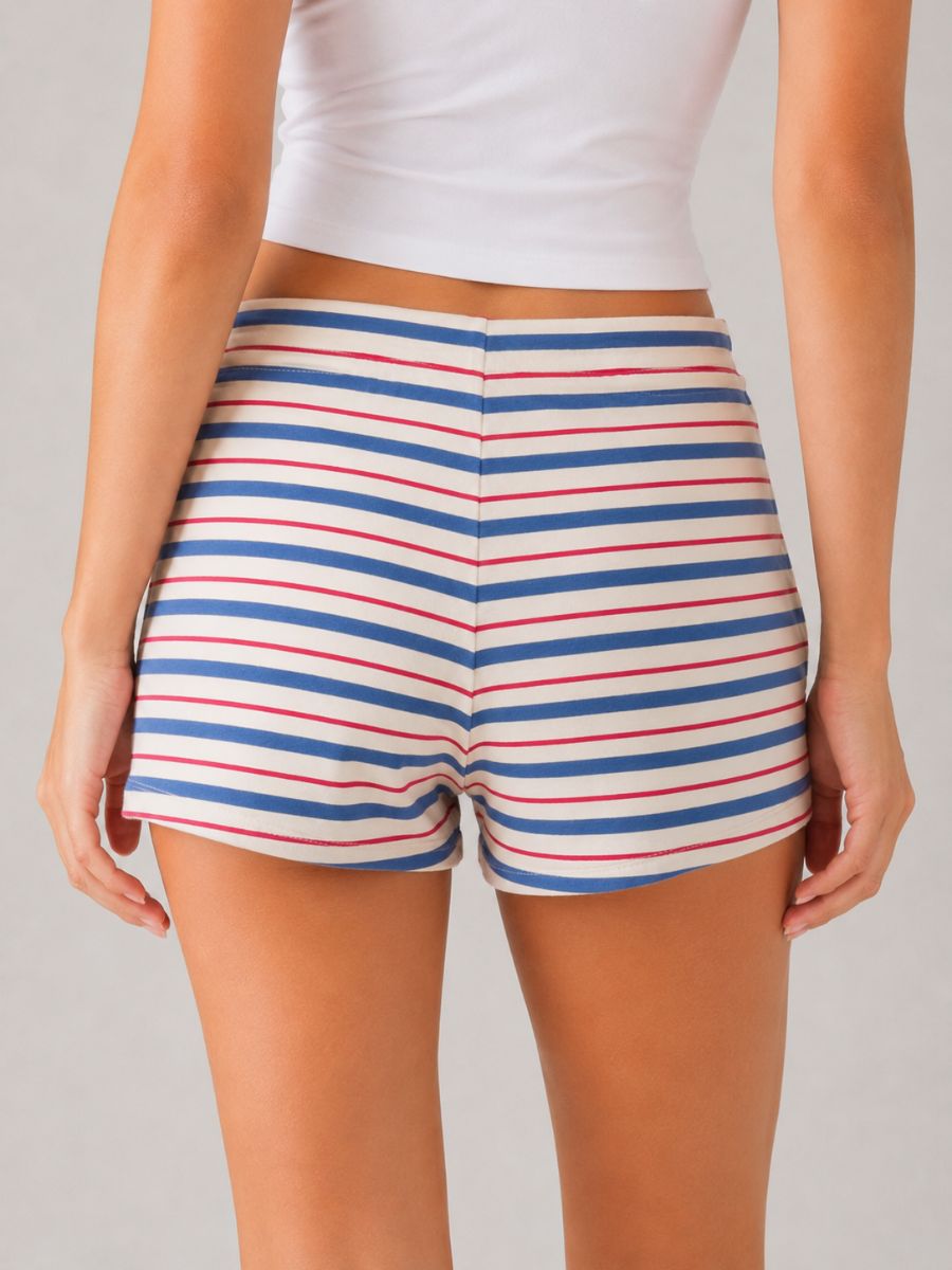 Miu Cotton Stripe Shorts