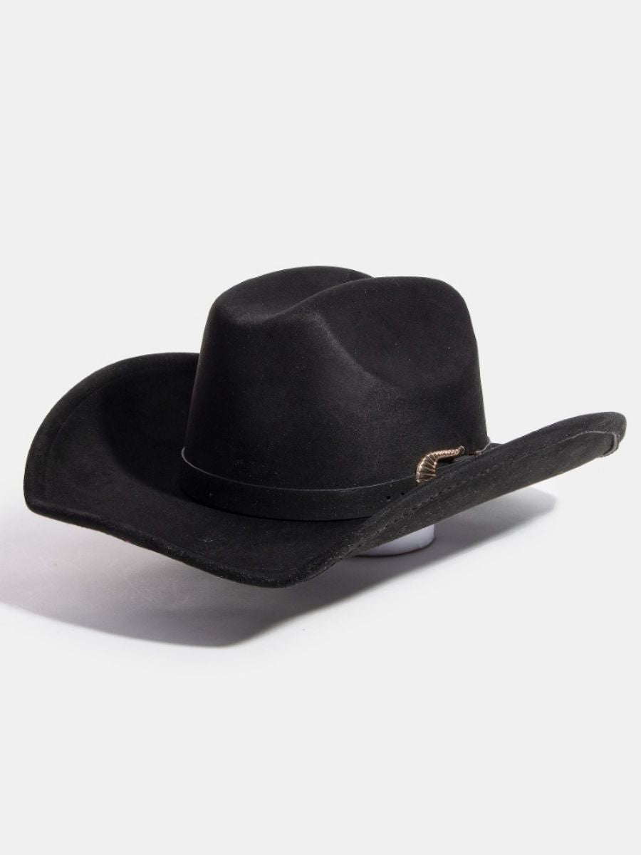 Buckle Strap Suede Cowboy Hat