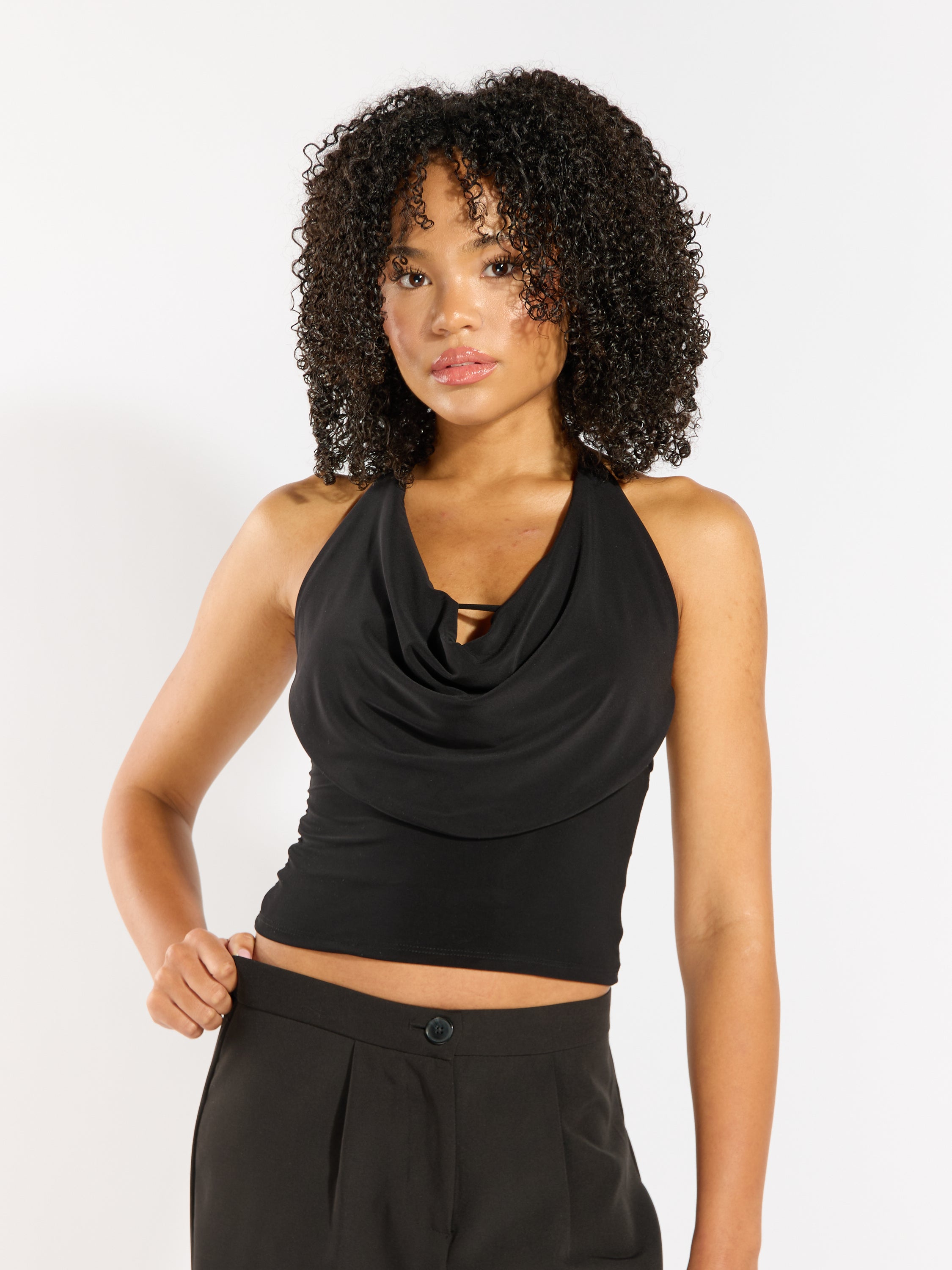 Lucy Solid Halter Tie Top