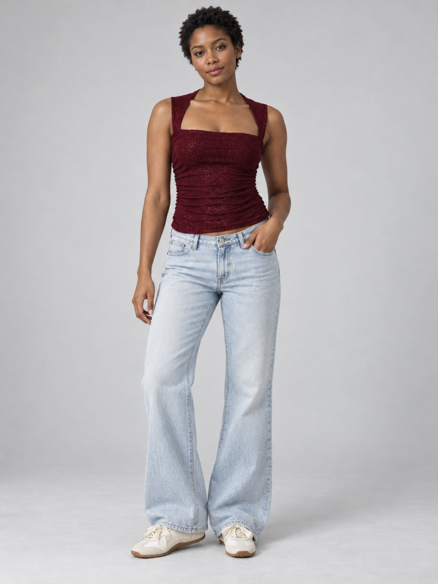 Stassi ITY Glitter Square Neck Top