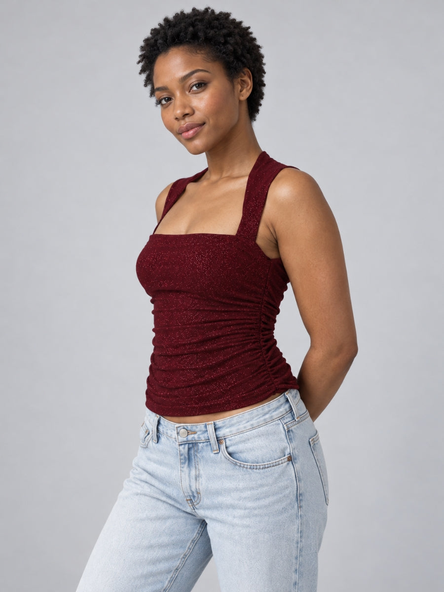 Stassi ITY Glitter Square Neck Top