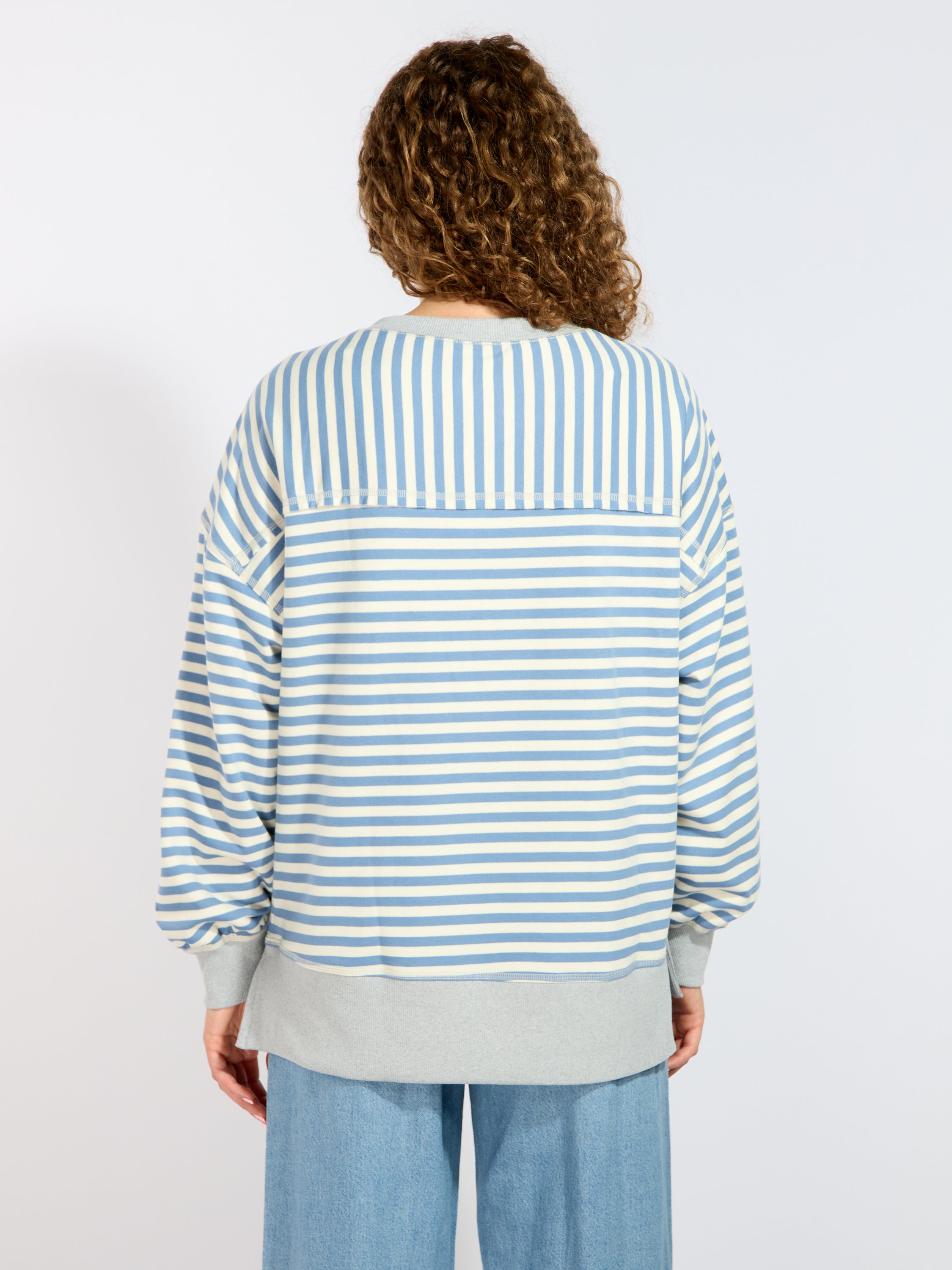 Terry Stripe Crewneck Sweater