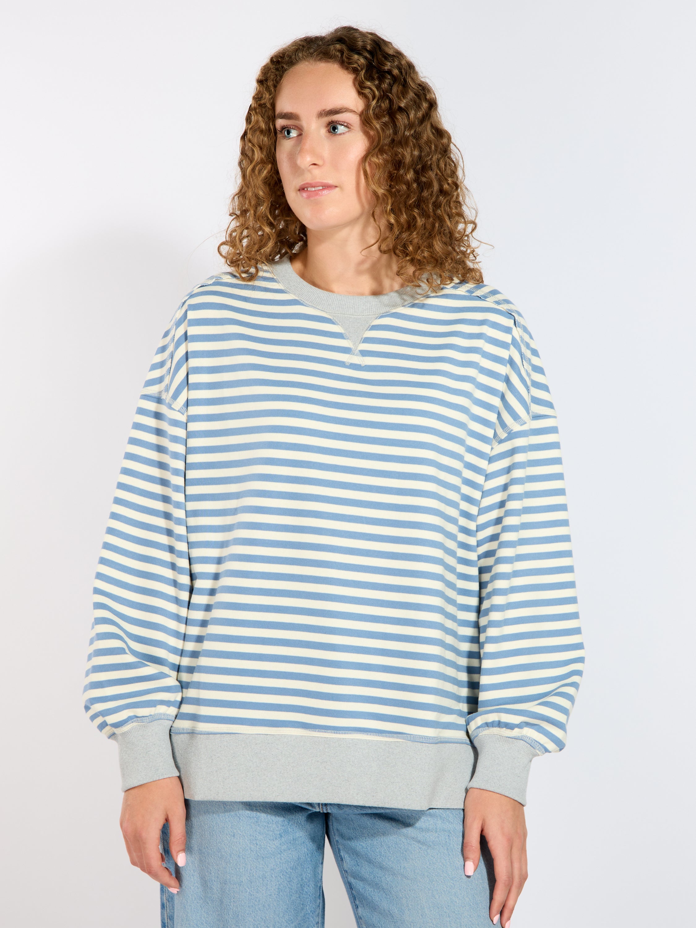 Terry Stripe Crewneck Sweater