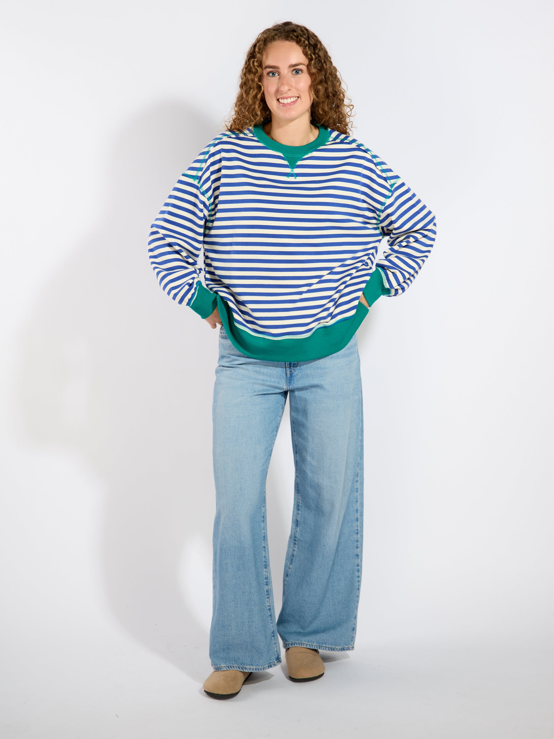 Terry Stripe Crewneck Sweater