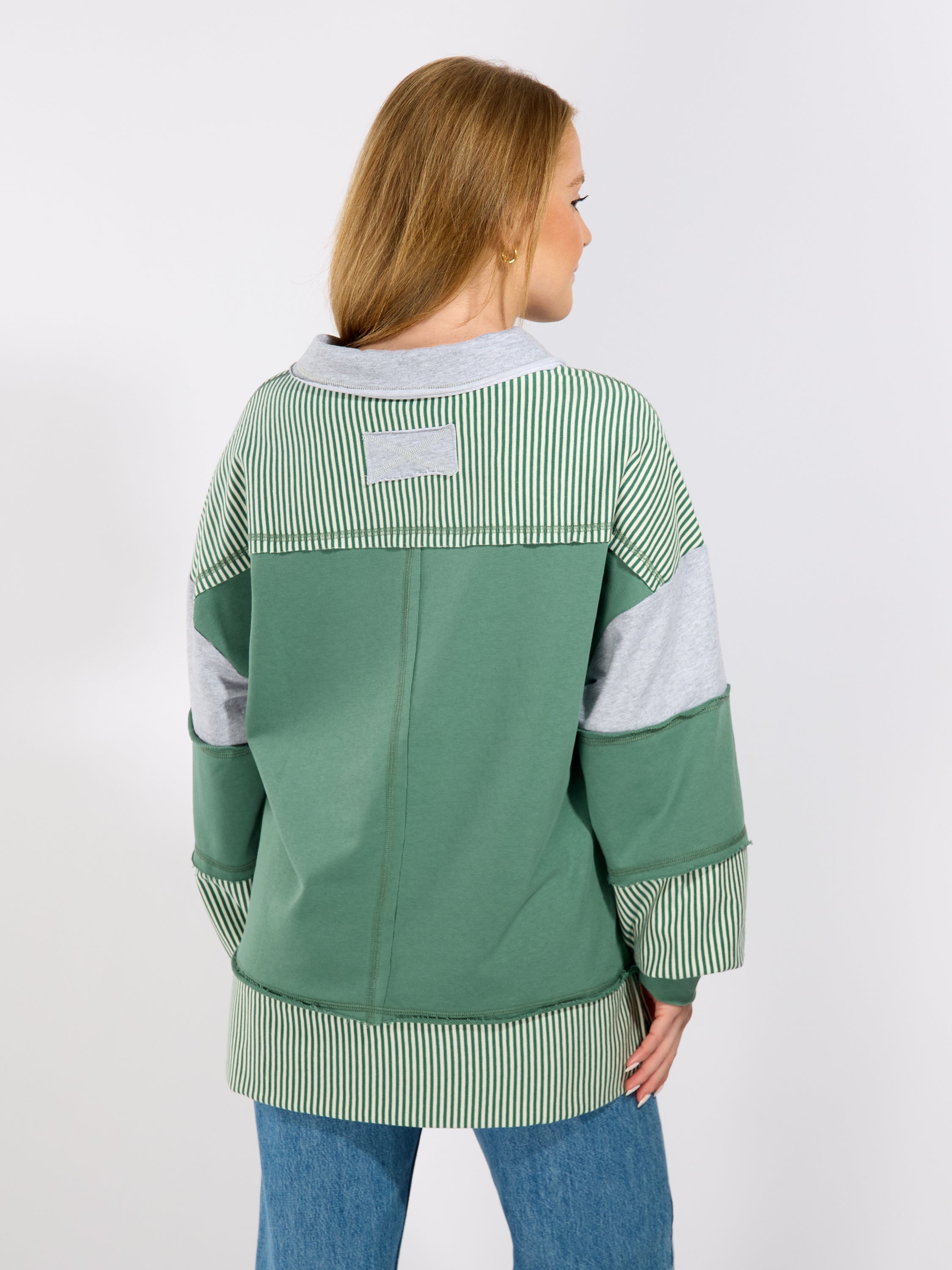 Color Block Solid Stripe Pullover