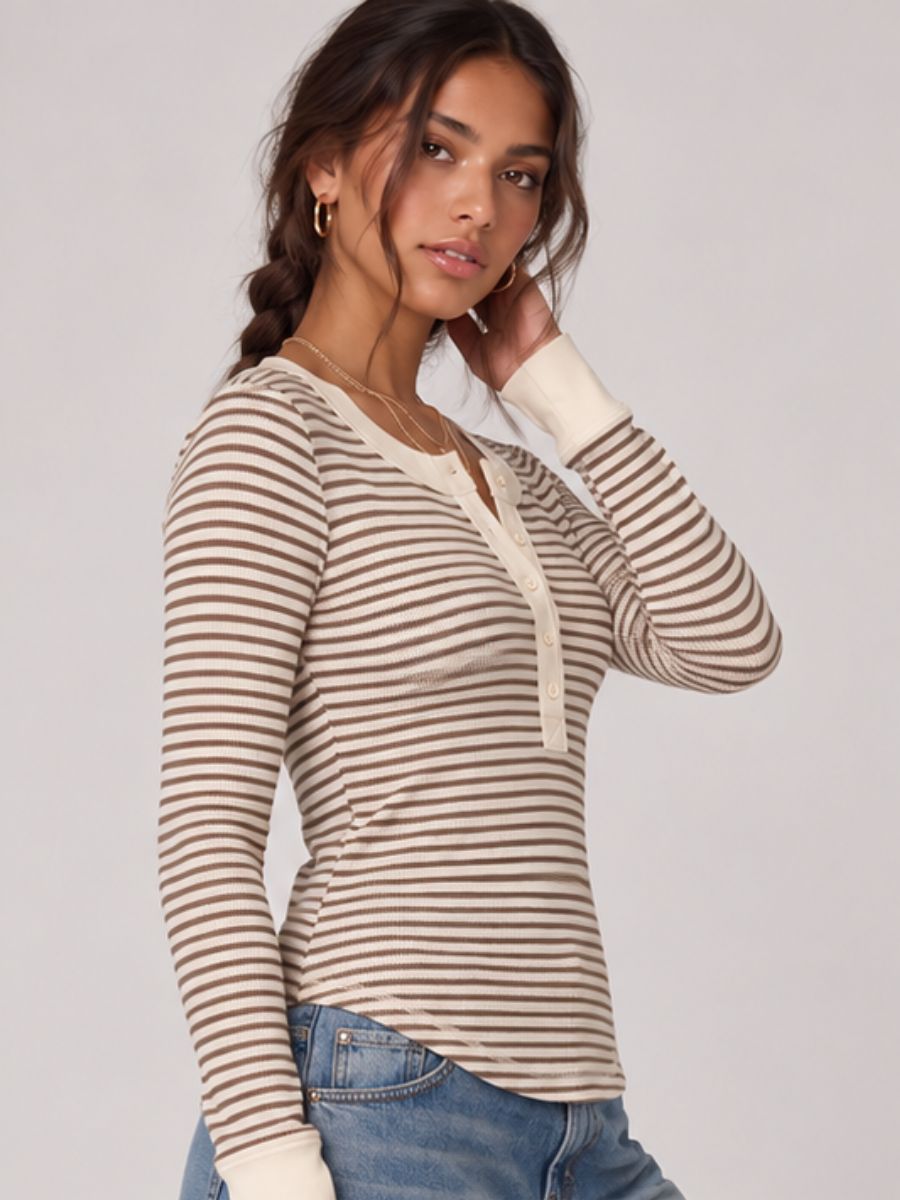 Free Long Sleeve Stripe Knit Top