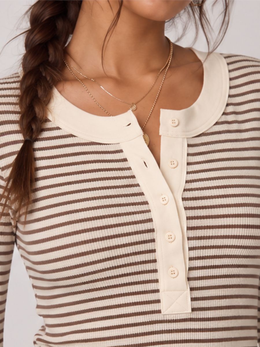 Free Long Sleeve Stripe Knit Top