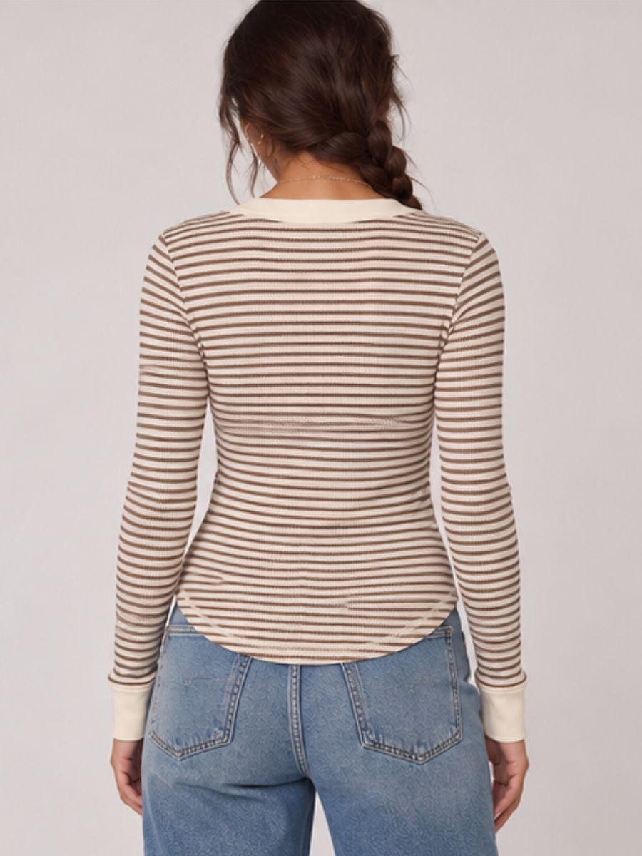 Free Long Sleeve Stripe Knit Top